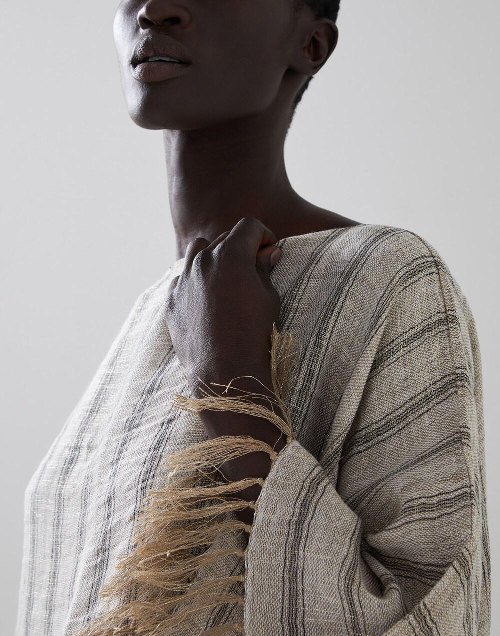 Brunello Cucinelli Black Linen Poncho