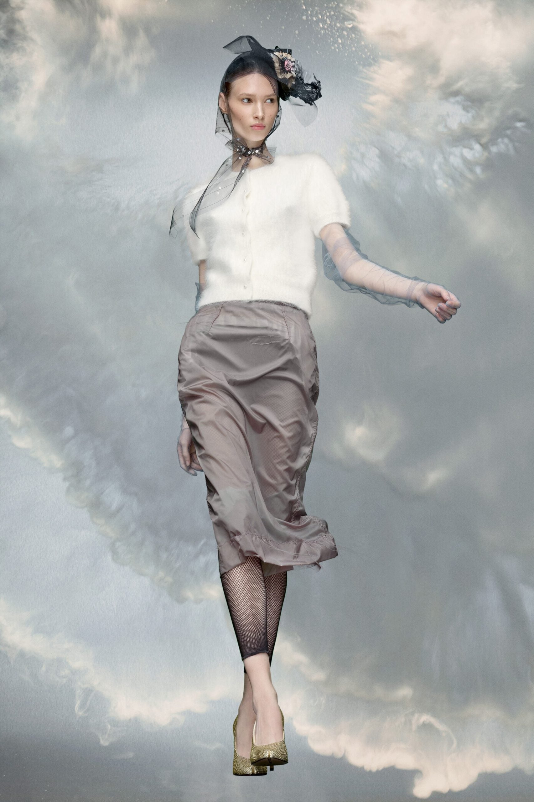 Maison Margiela Gray Fibres Midi Skirt