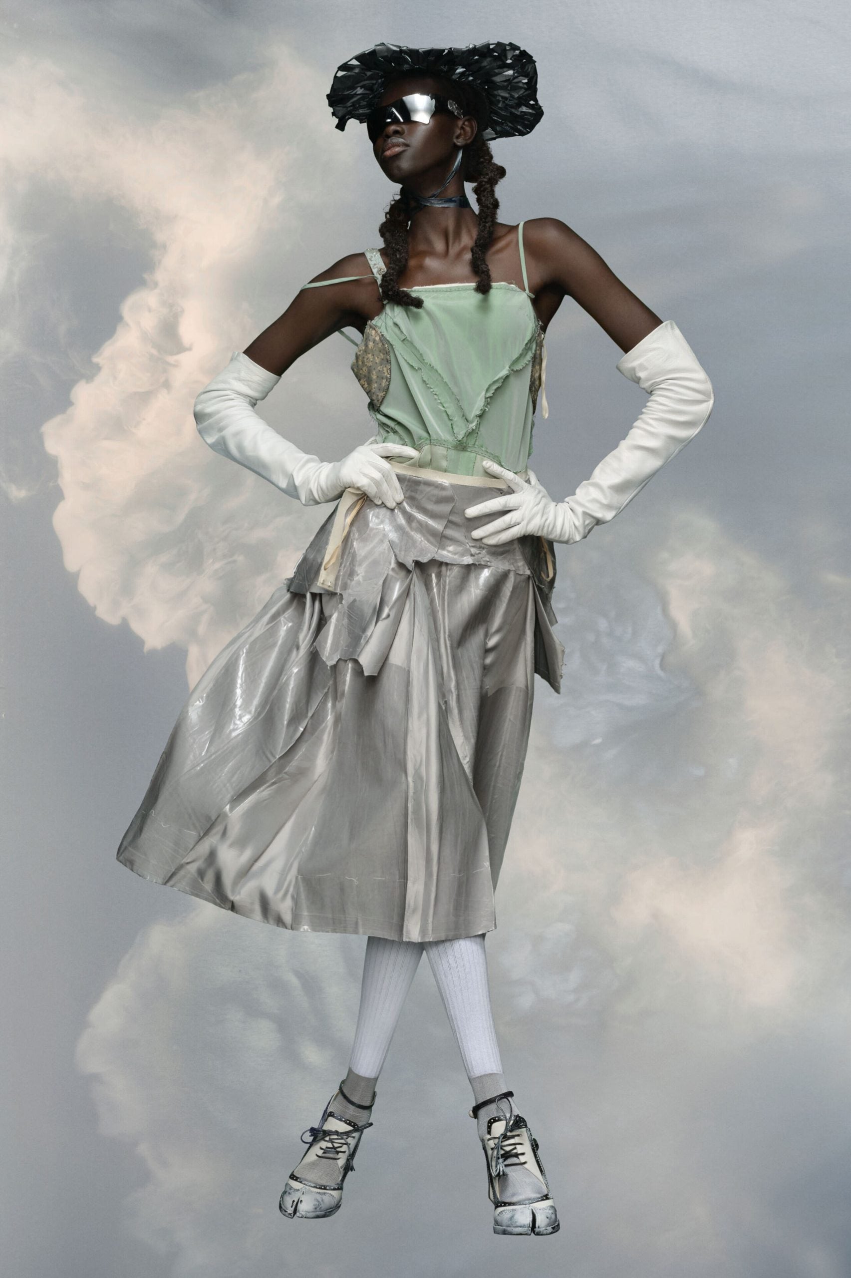 Maison Margiela Gray Fibres Midi Skirt