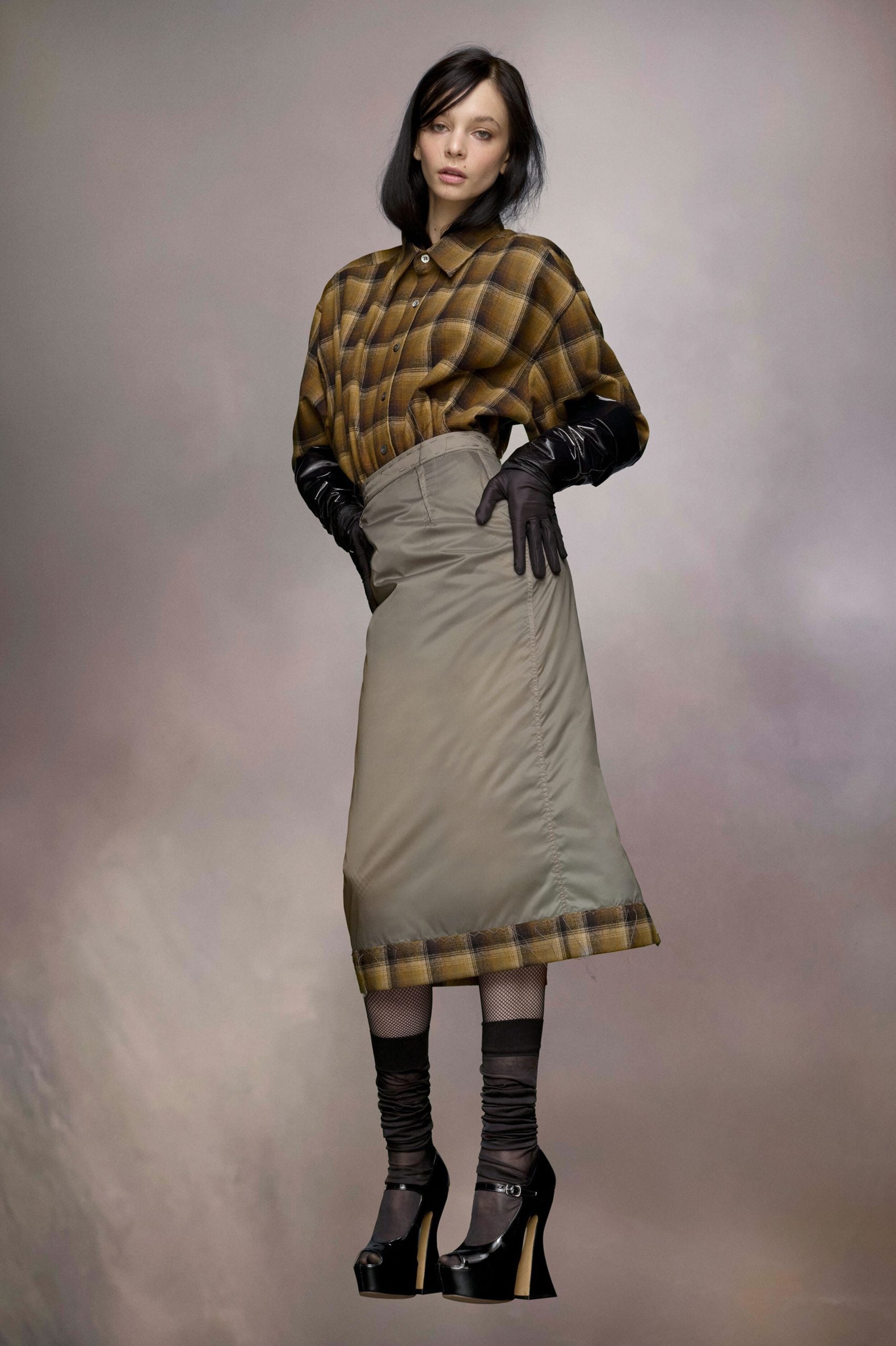 Maison Margiela Gray Fibres Midi Skirt