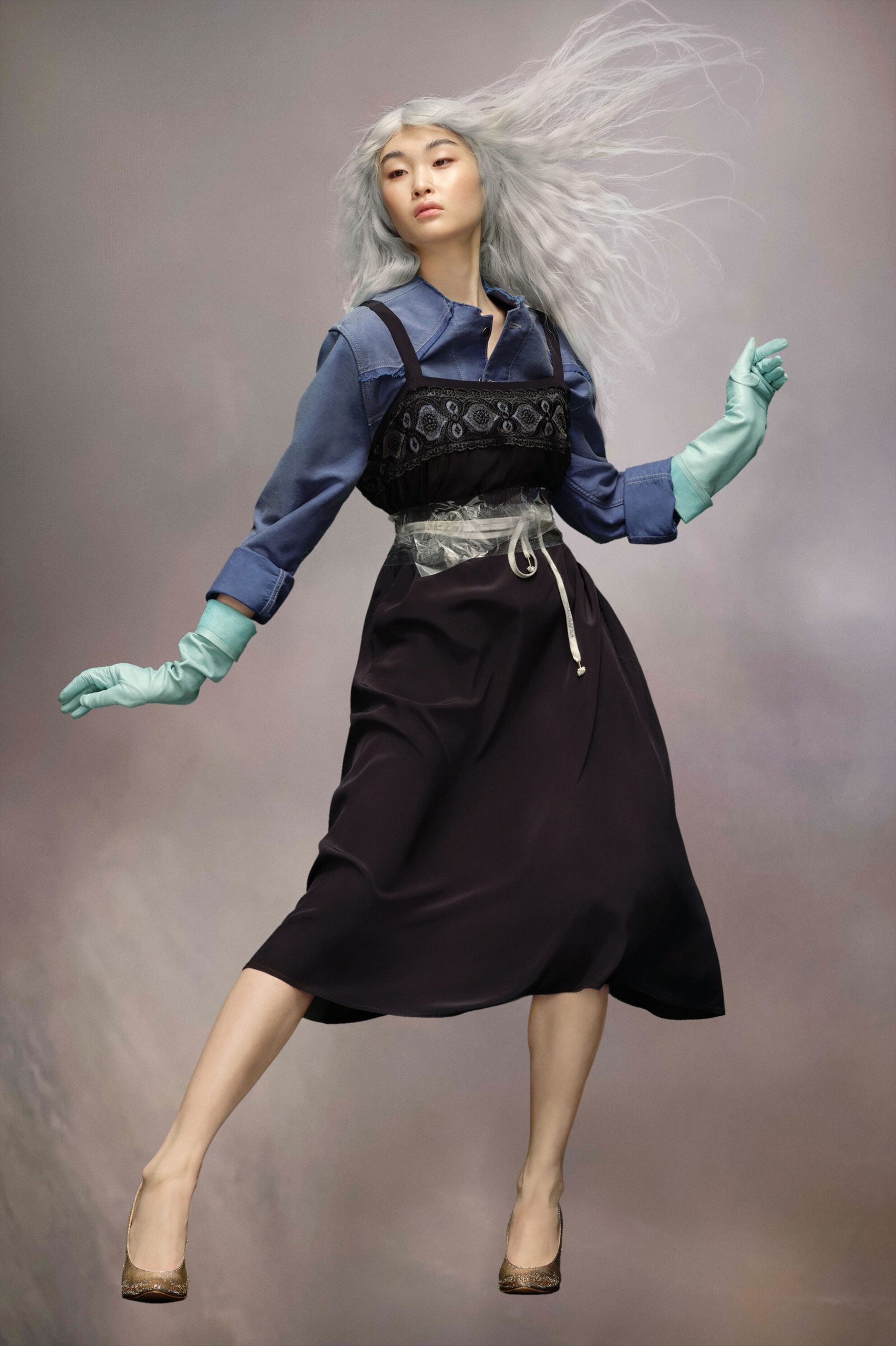 Maison Margiela Black Fibres Midi Dress