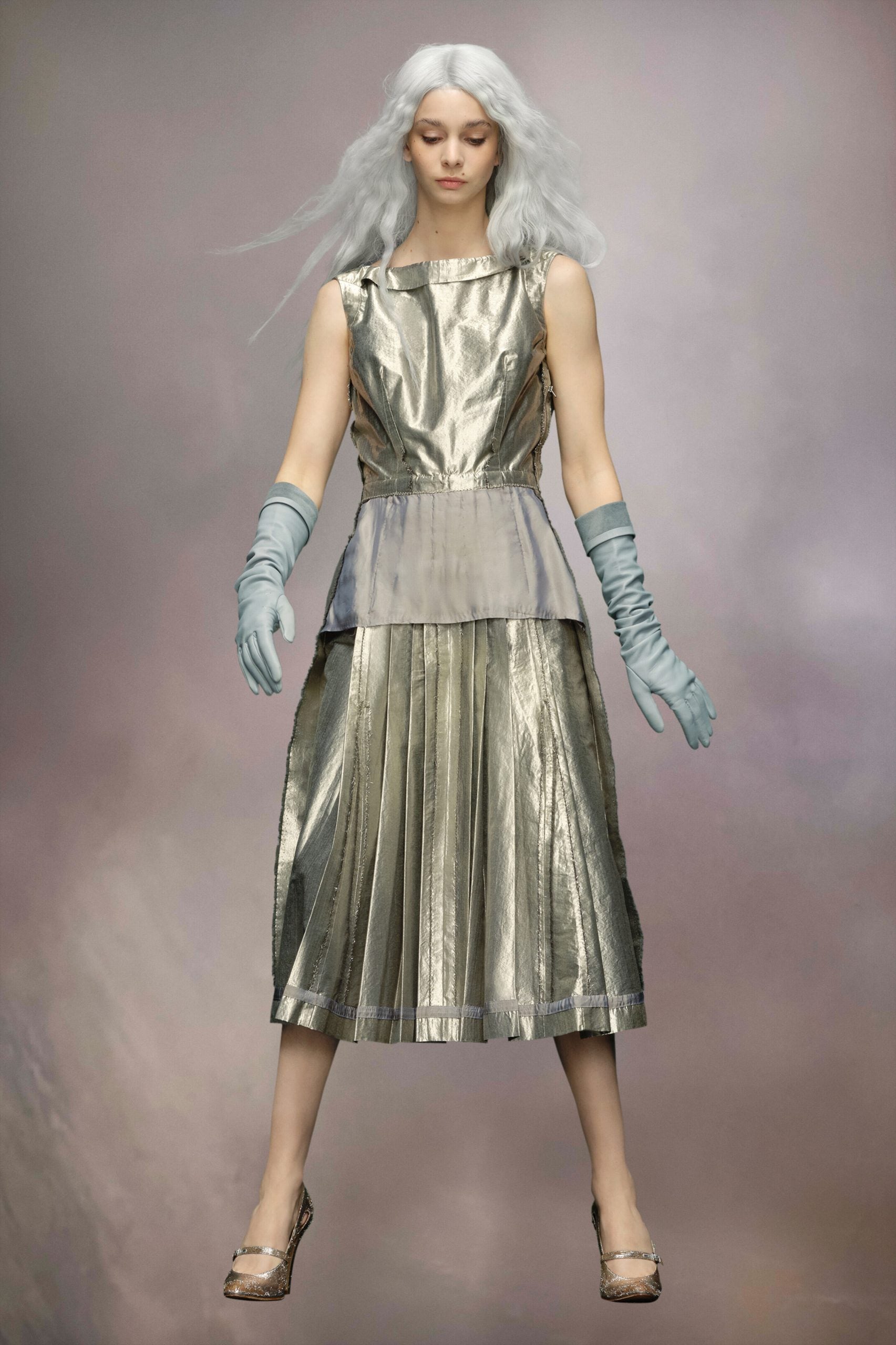 Maison Margiela Silver Fibres Midi Skirt