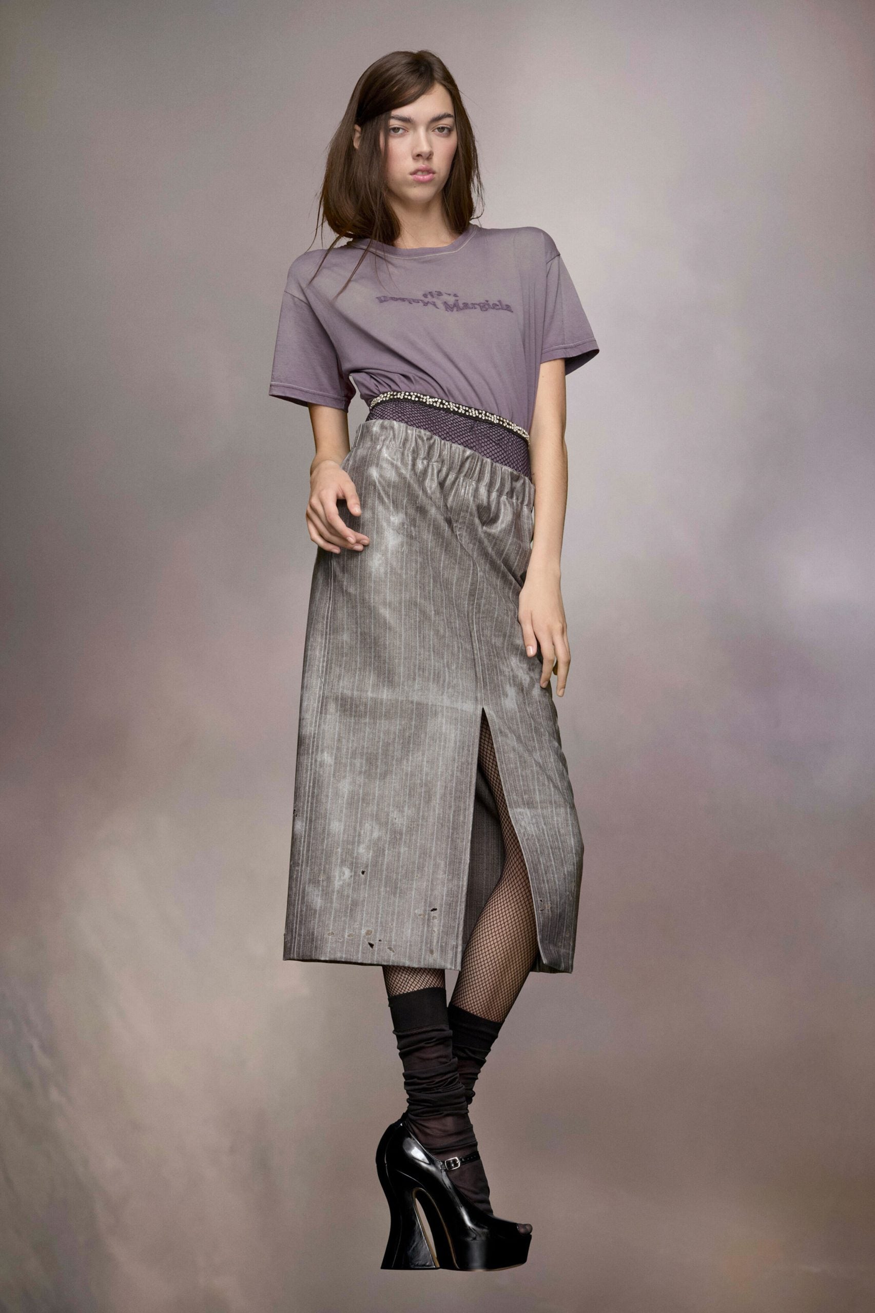 Maison Margiela Bicolor Fibres Midi Skirt
