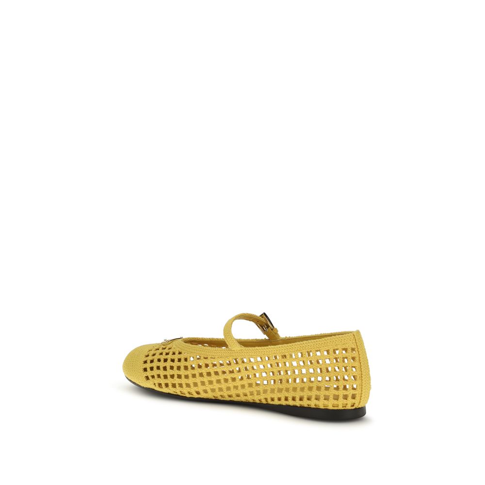 Prada Bicolor Cotton Ballet Flats