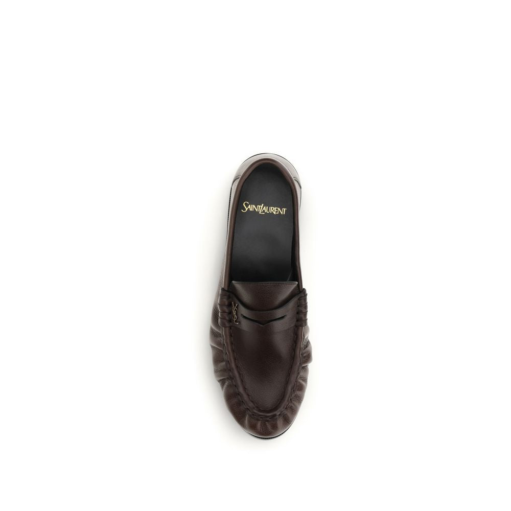 Saint Laurent Brown Calf Leather Bos Taurus Slip-On Loafers