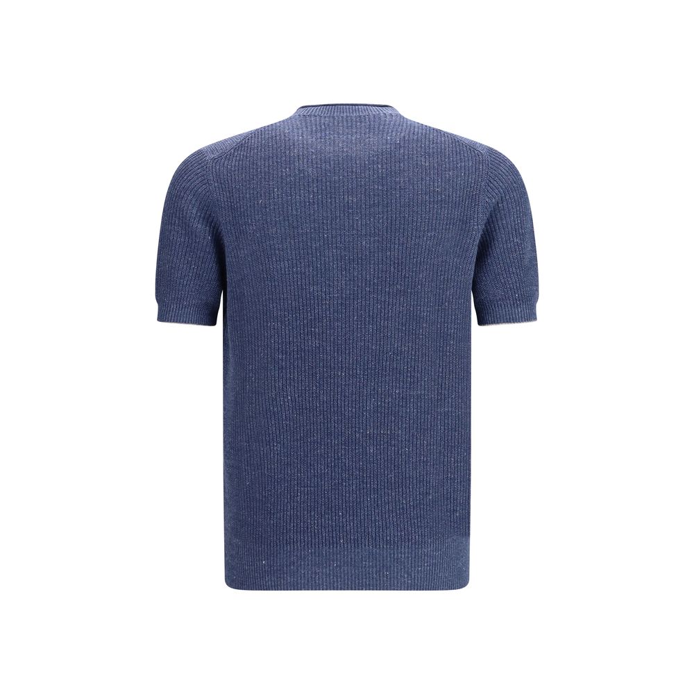 Brunello Cucinelli Blue Linen T-Shirt