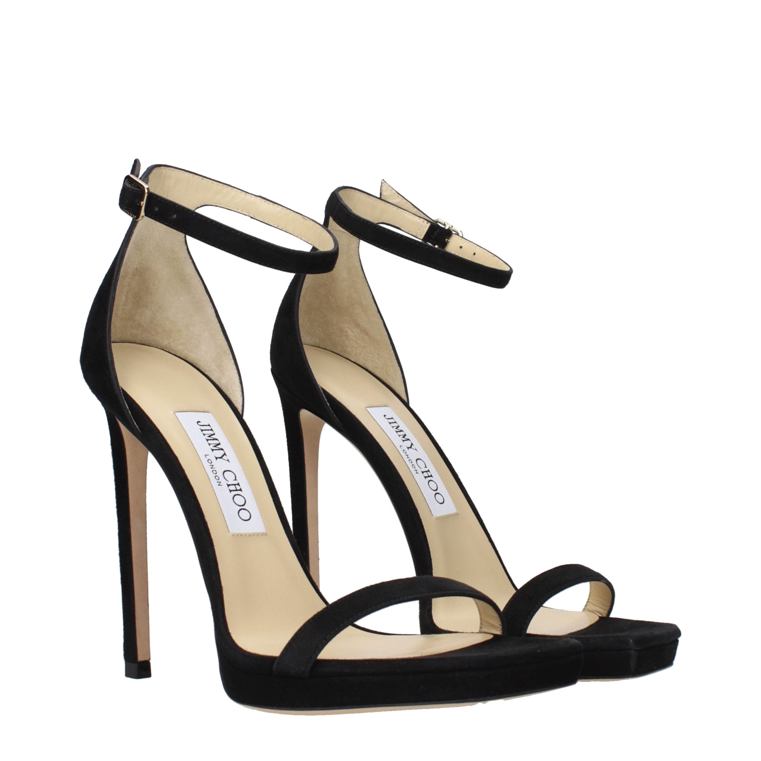 Jimmy Choo Black Leather Stiletto Heel Sandals