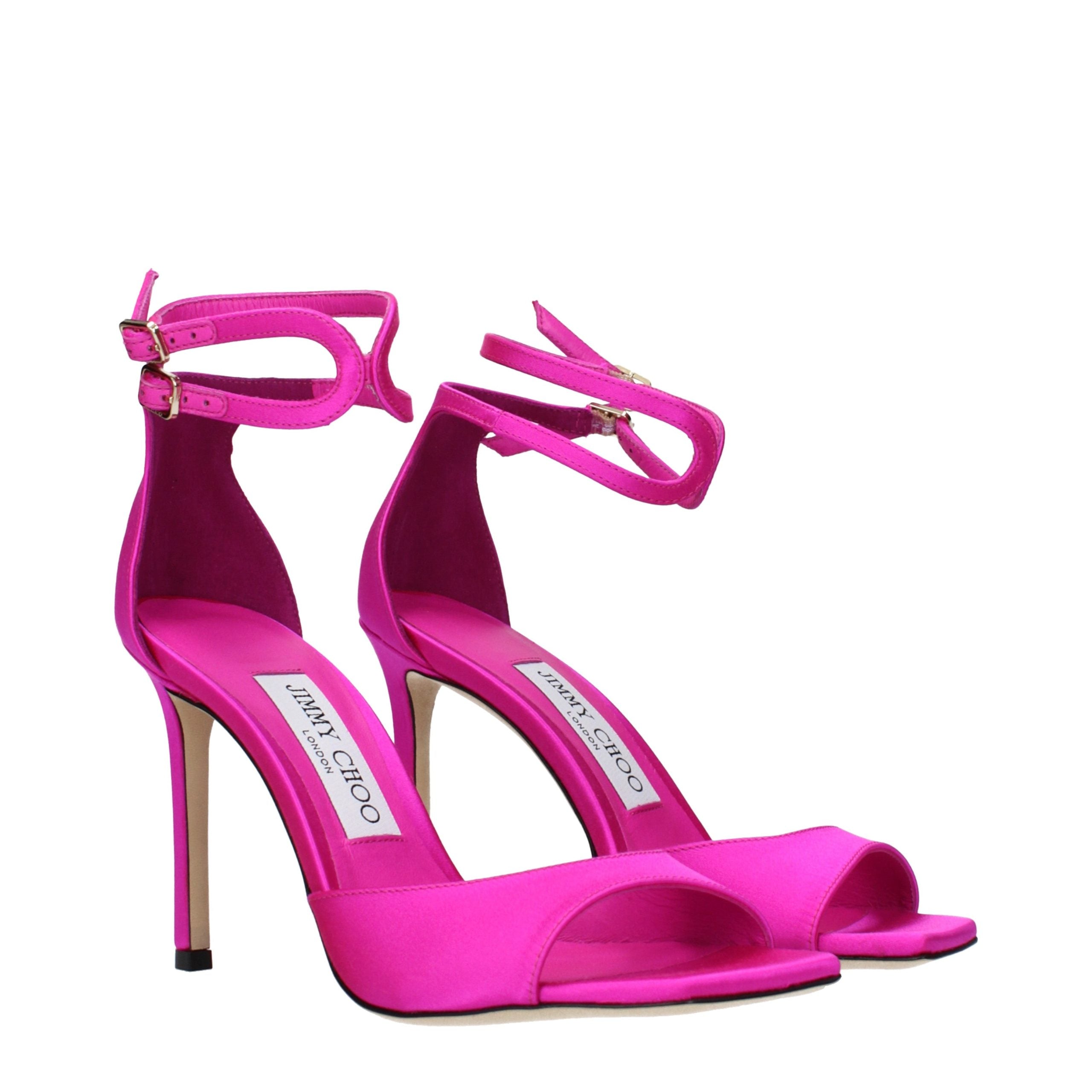 Jimmy Choo Pink Satin Stiletto Heel Sandals