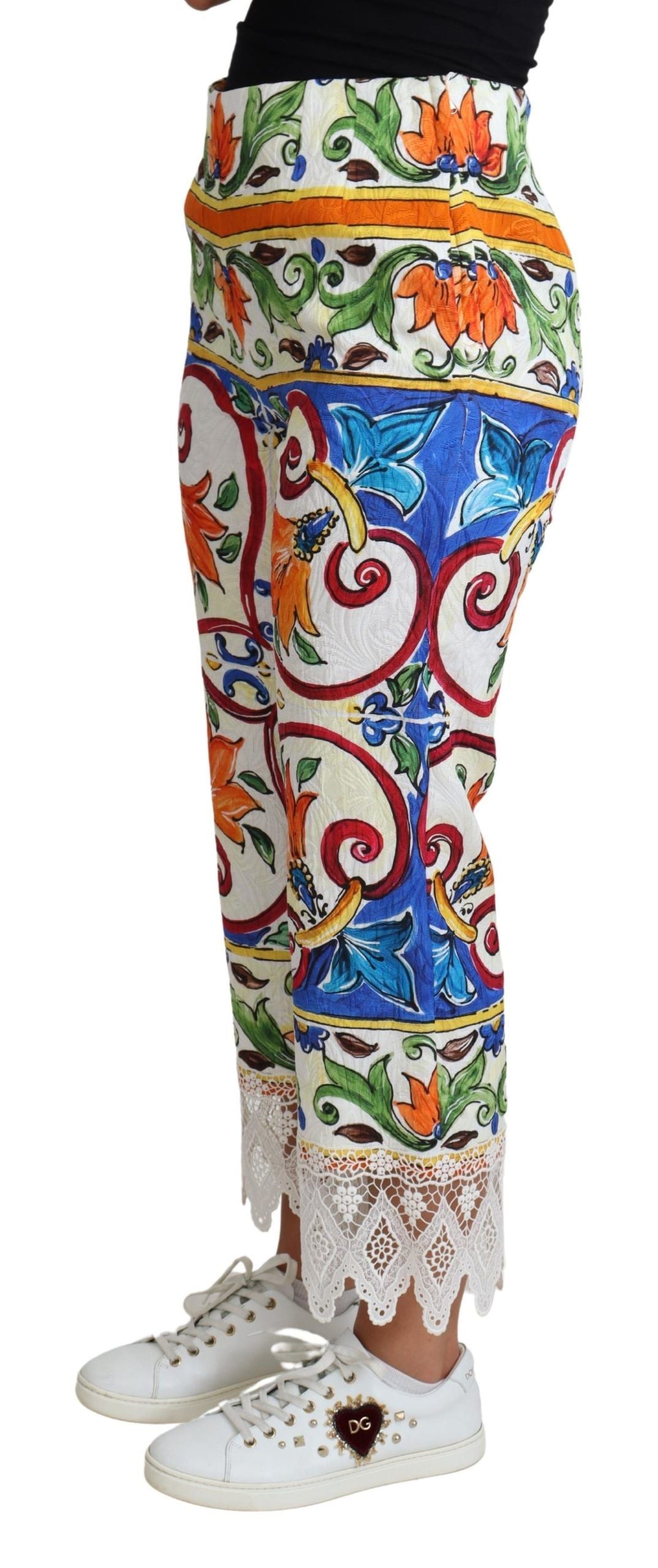 Dolce & Gabbana Multicolor Majolica Print Trouser Cotton Pants