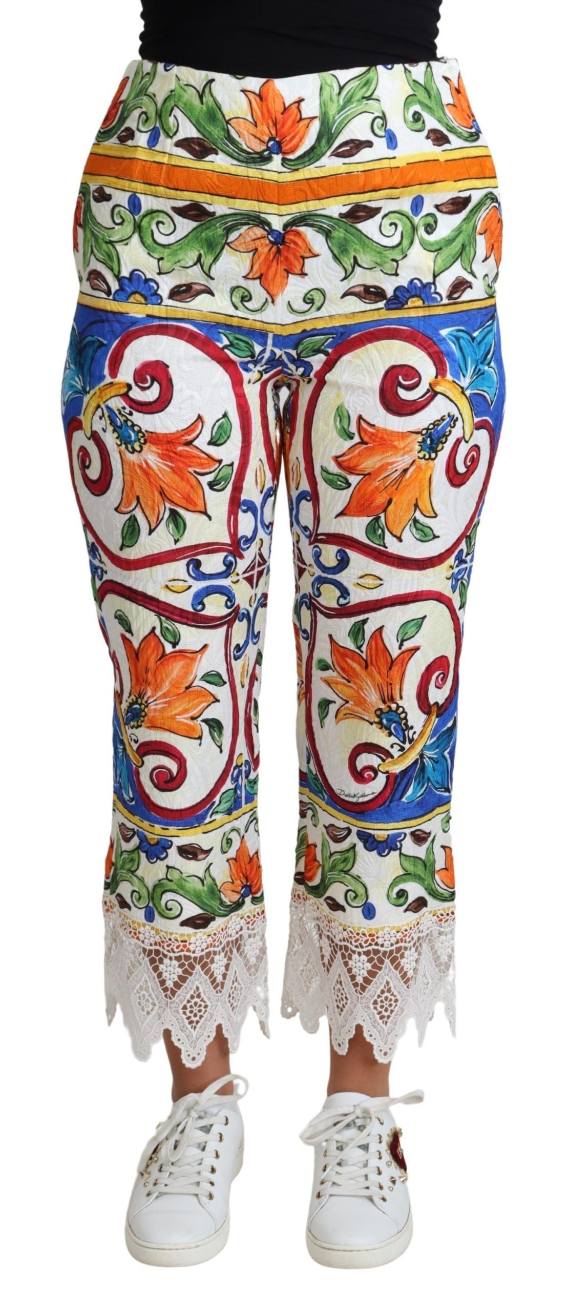 Dolce & Gabbana Multicolor Majolica Print Trouser Cotton Pants