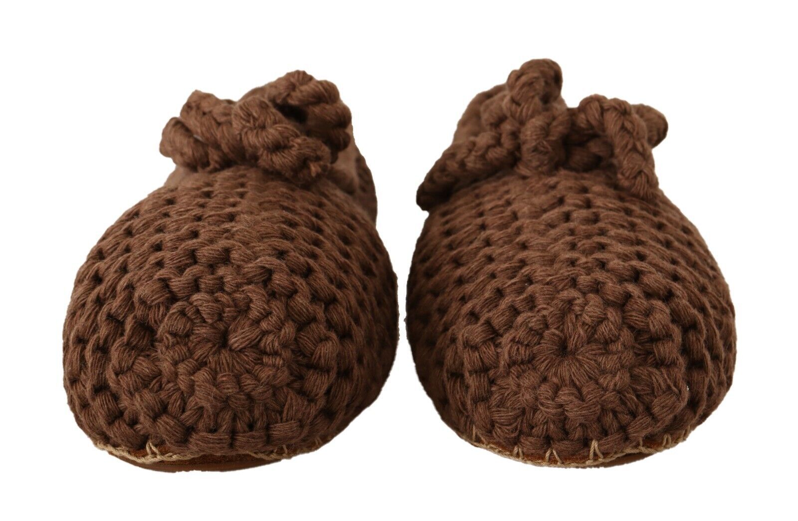 حذاء باليرينا مسطح بني اللون من دولتشي آند غابانا مصنوع من الصوف المحبوك