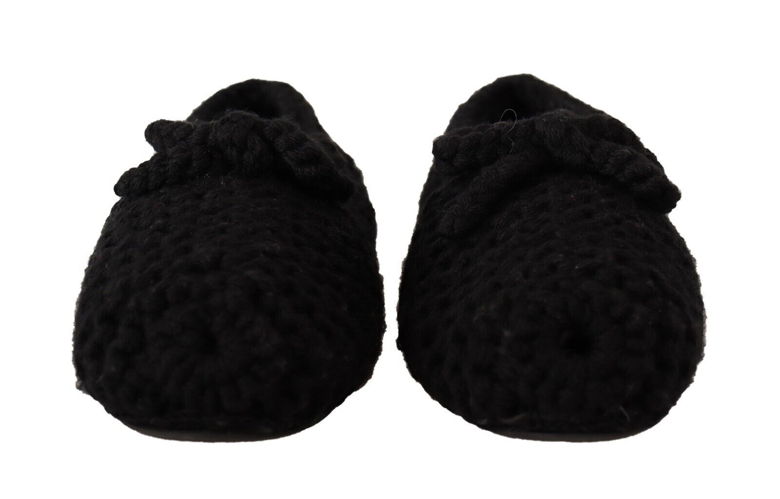 حذاء باليرينا مسطح أسود سهل الارتداء من دولتشي آند غابانا مصنوع من الصوف المحبوك