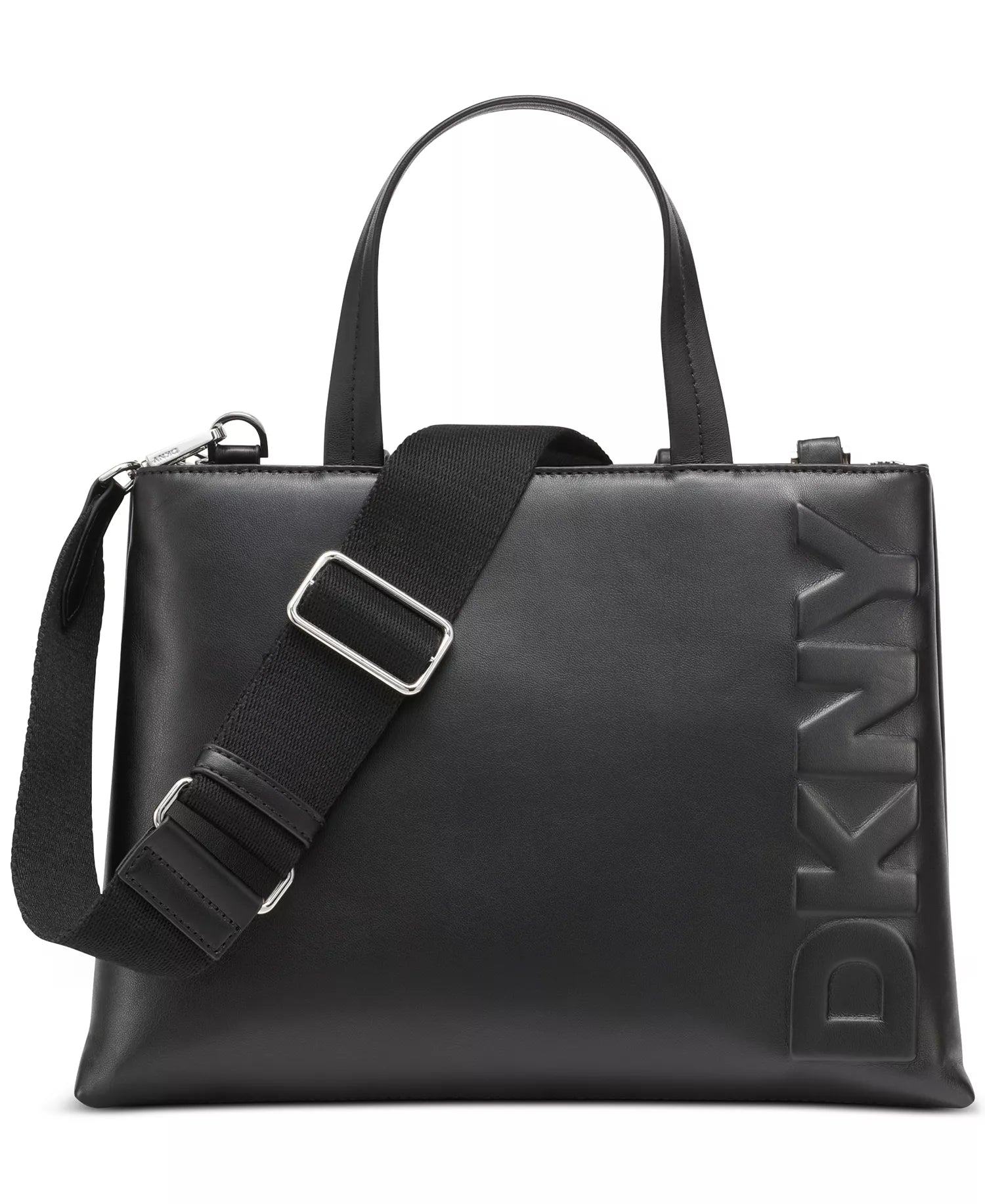 DKNY Tinsley Faux-Leather Logo Satchel - Black