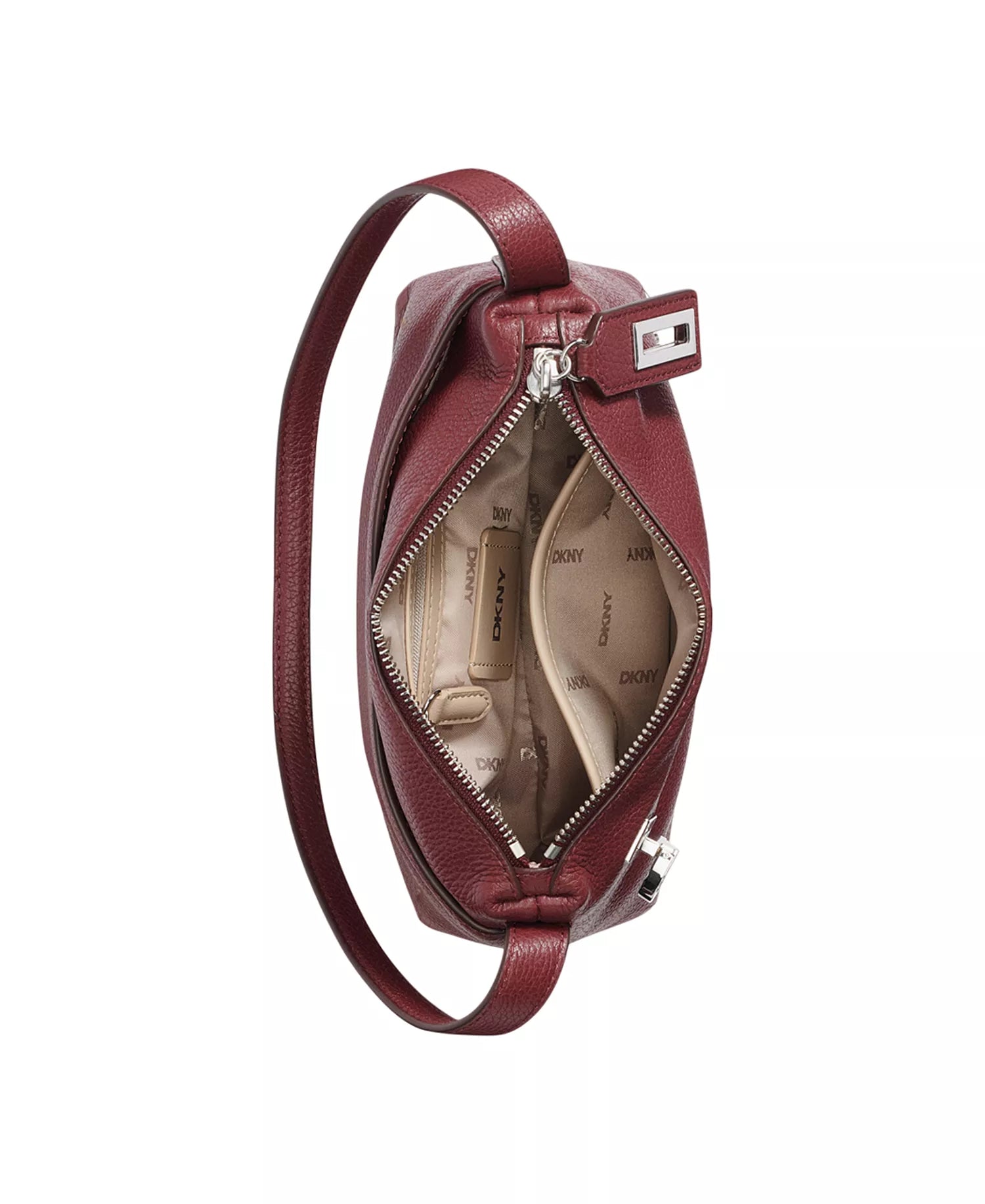DKNY Lena Top Zip Shoulder Bag – Burgundy