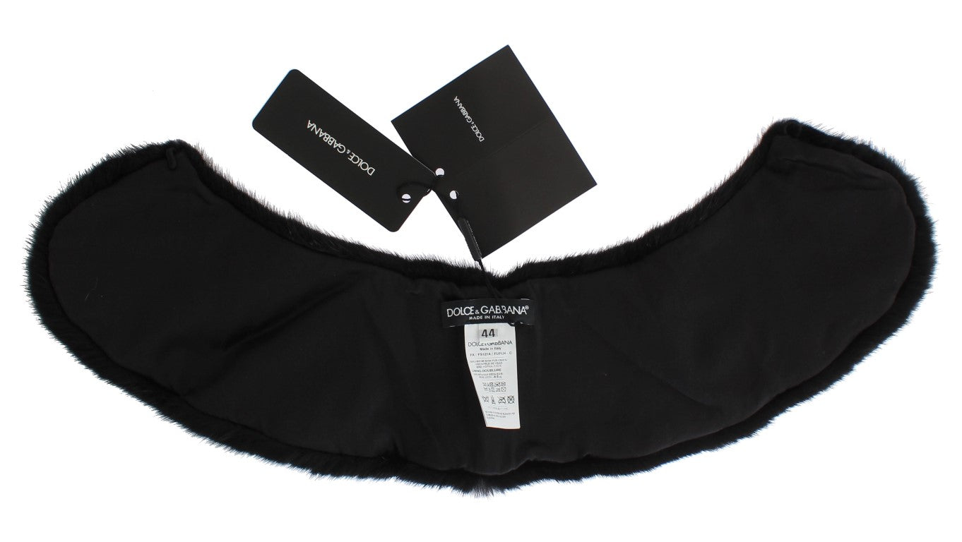 Dolce & Gabbana Black Mink Fur Shoulder Collar Scarf