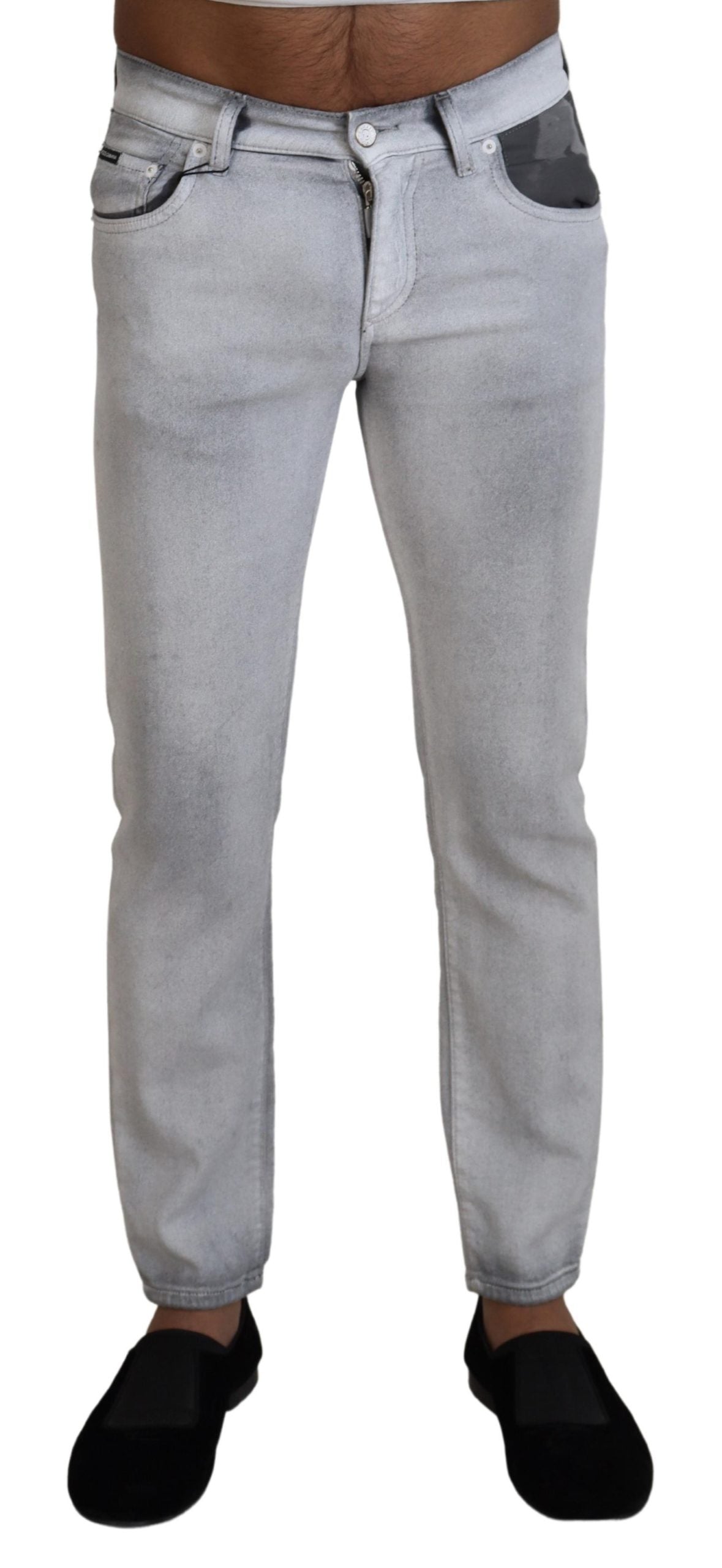 Dolce & Gabbana Gray Washed Skinny Men Denim Jeans