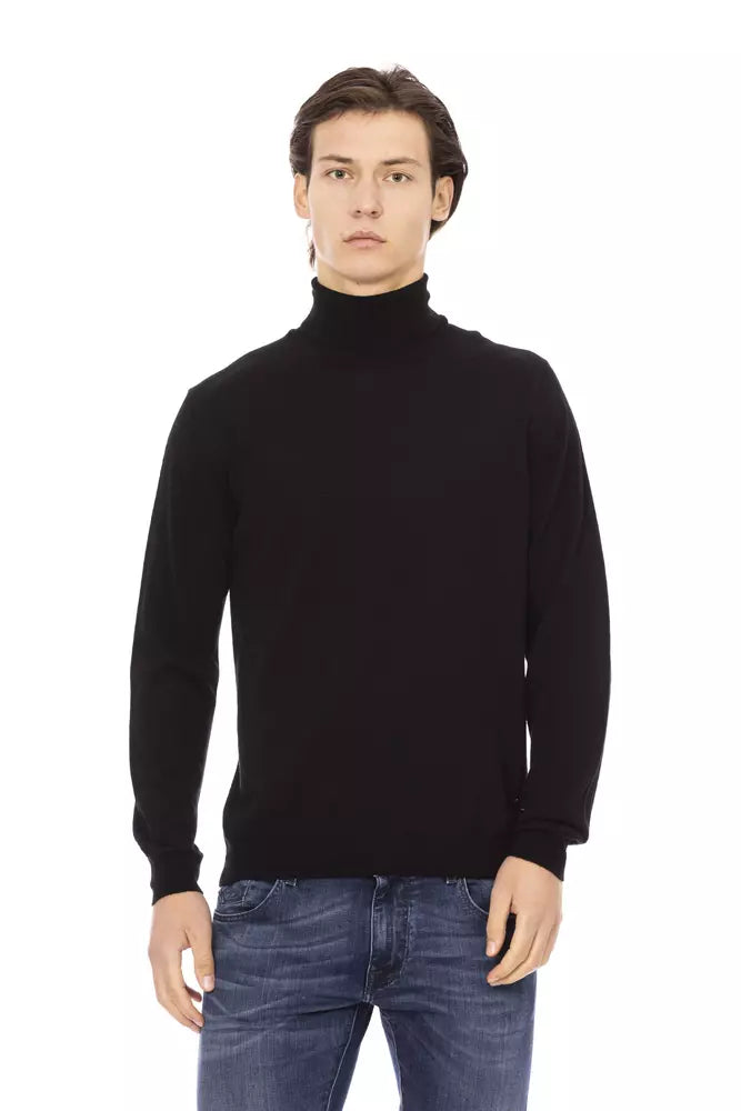 Baldinini Trend Black Fabric Men Sweater Turtleneck