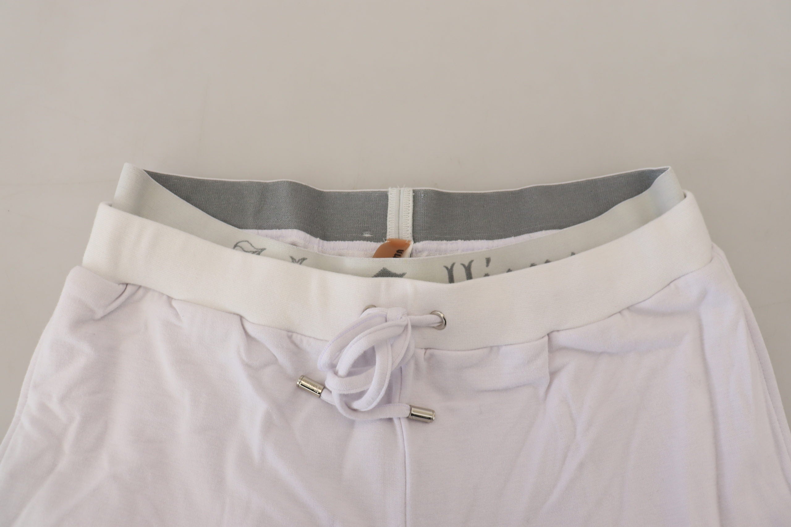 John Galliano White Cotton Logo Mens Jogger Pants