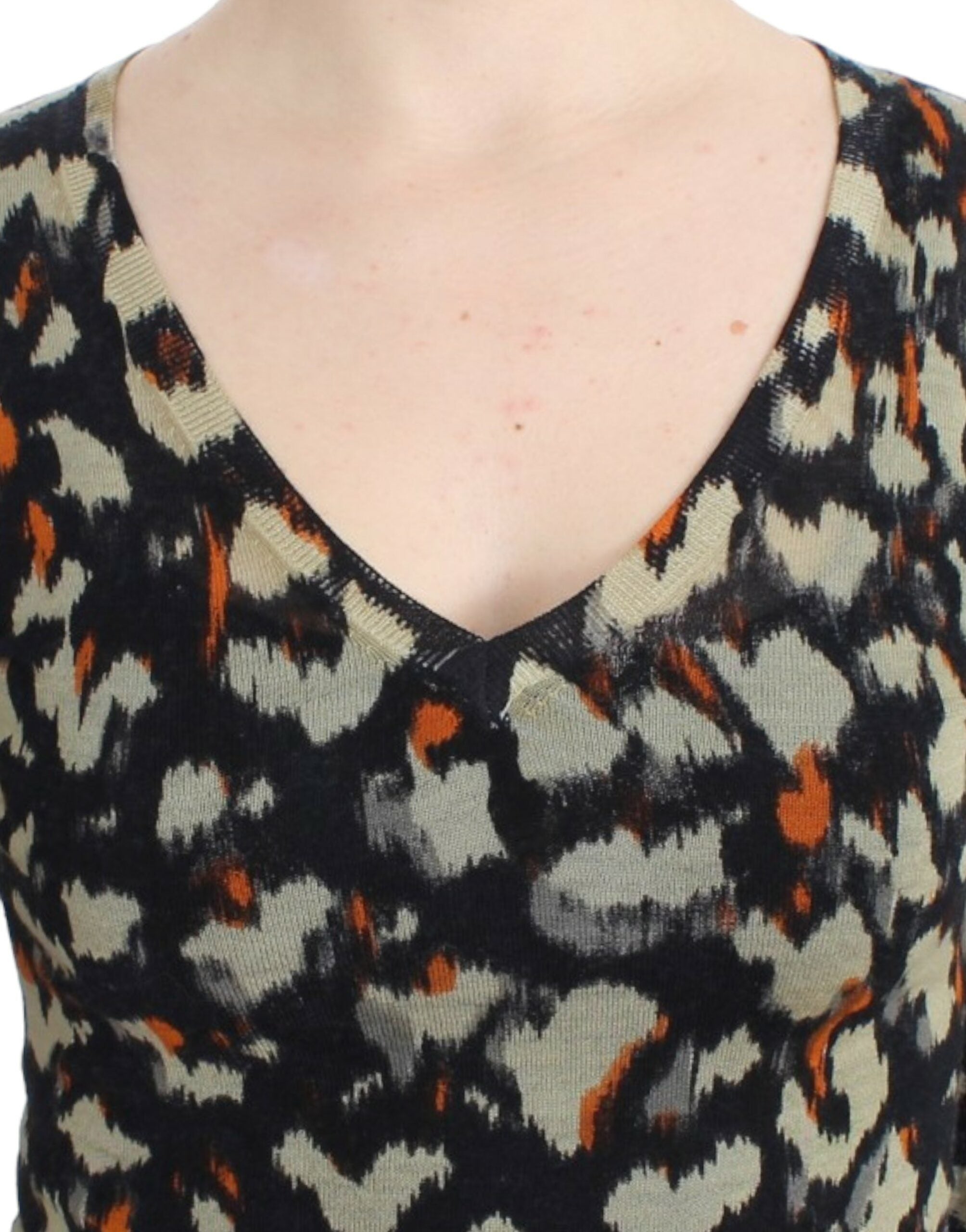 Cavalli Multicolor v-neck wool jumper