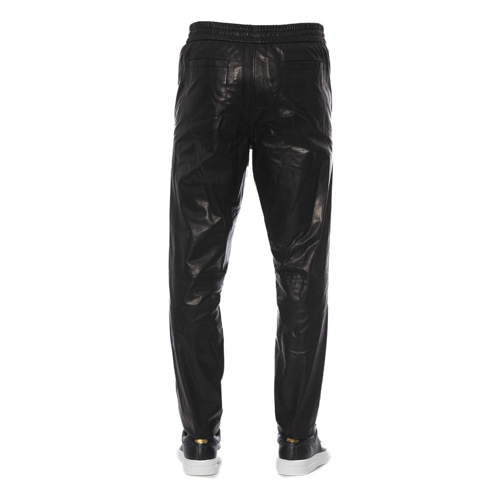 Trussardi Black Lamb Leather Jeans & Pants