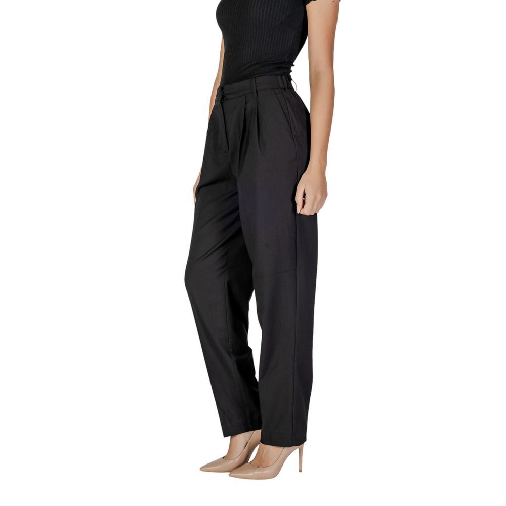 Vila Clothes Black Polyester Dress Pants