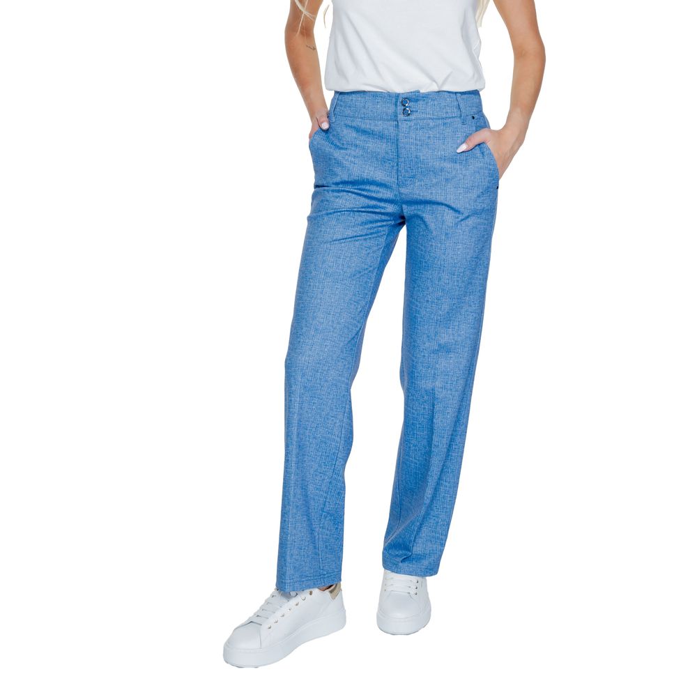 Street One Blue Polyester Casual Pants