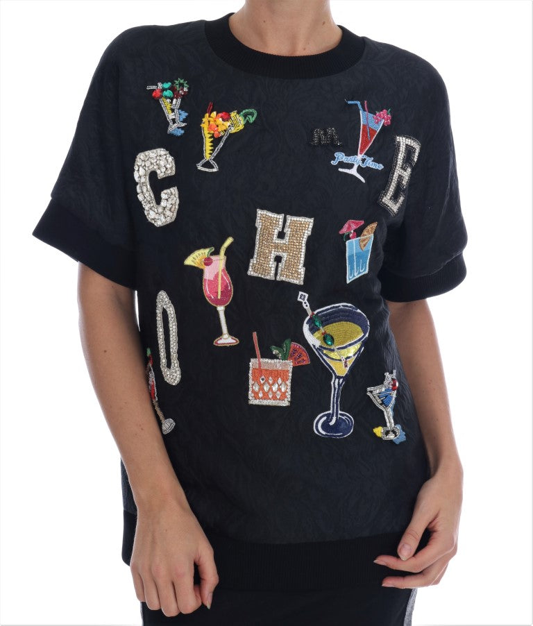 سترة كوكتيل من دولتشي آند غابانا باللون الأسود من البروكار الكريستالي