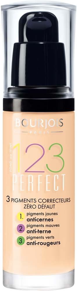 Bourjois 123 Perfect Foundation 3 Correcting Pigments Zero Imperfections 1.Anti-dark circles 2.Anti-dull complexion 3.anti-redness - 30ml