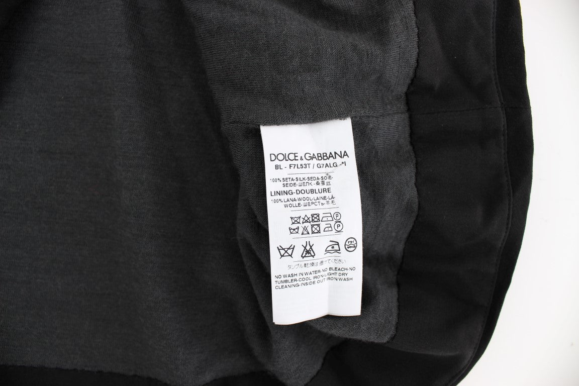 دولتشي آند غابانا بلوزة حريرية بطبعة زهور مفتاح أسود