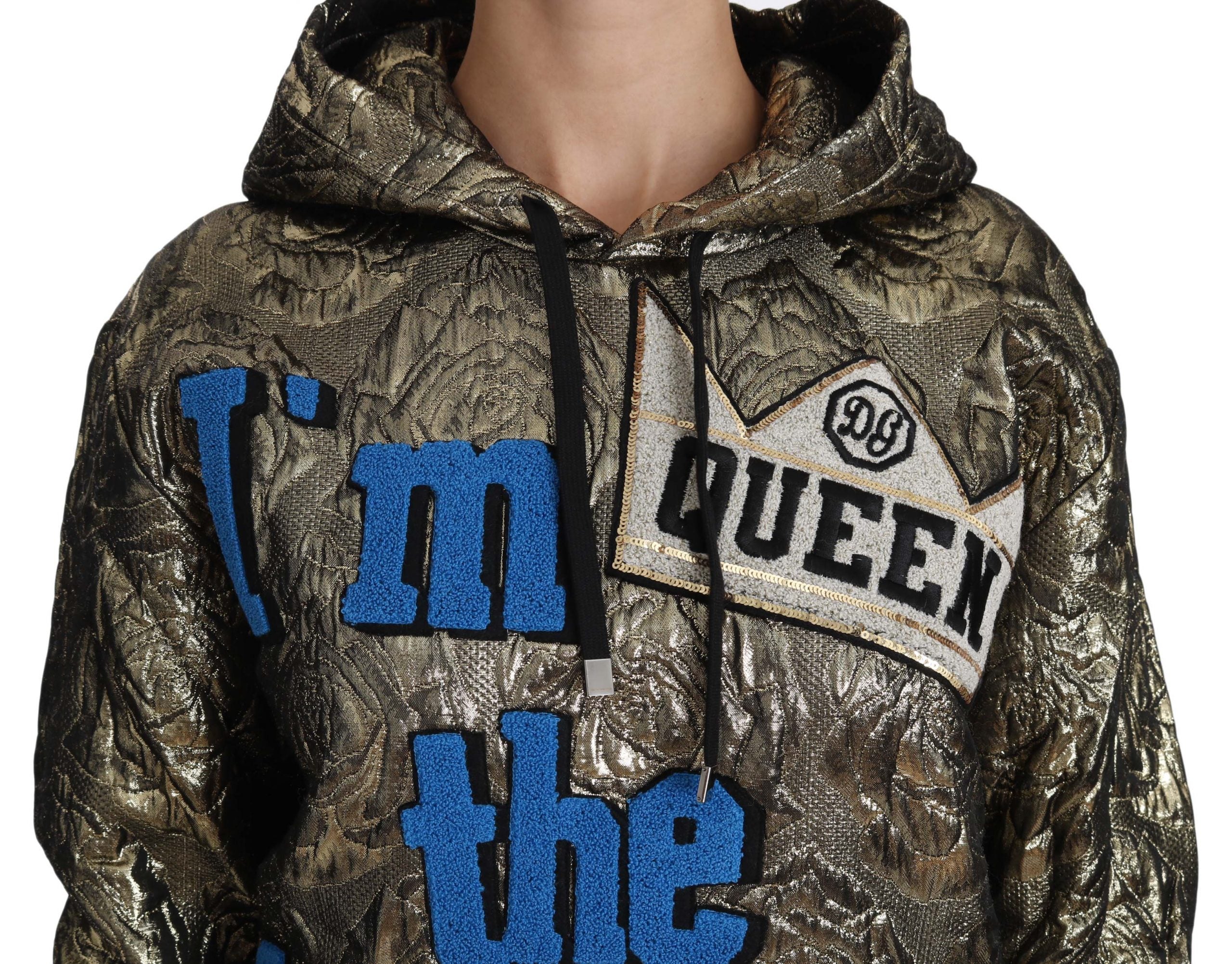 Dolce & Gabbana Im The Queen Jaquard Gold Sweatshirt Hoodie