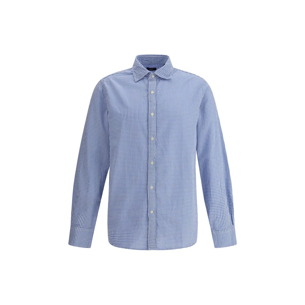 Deperlu Blue Cotton Pattern Shirt