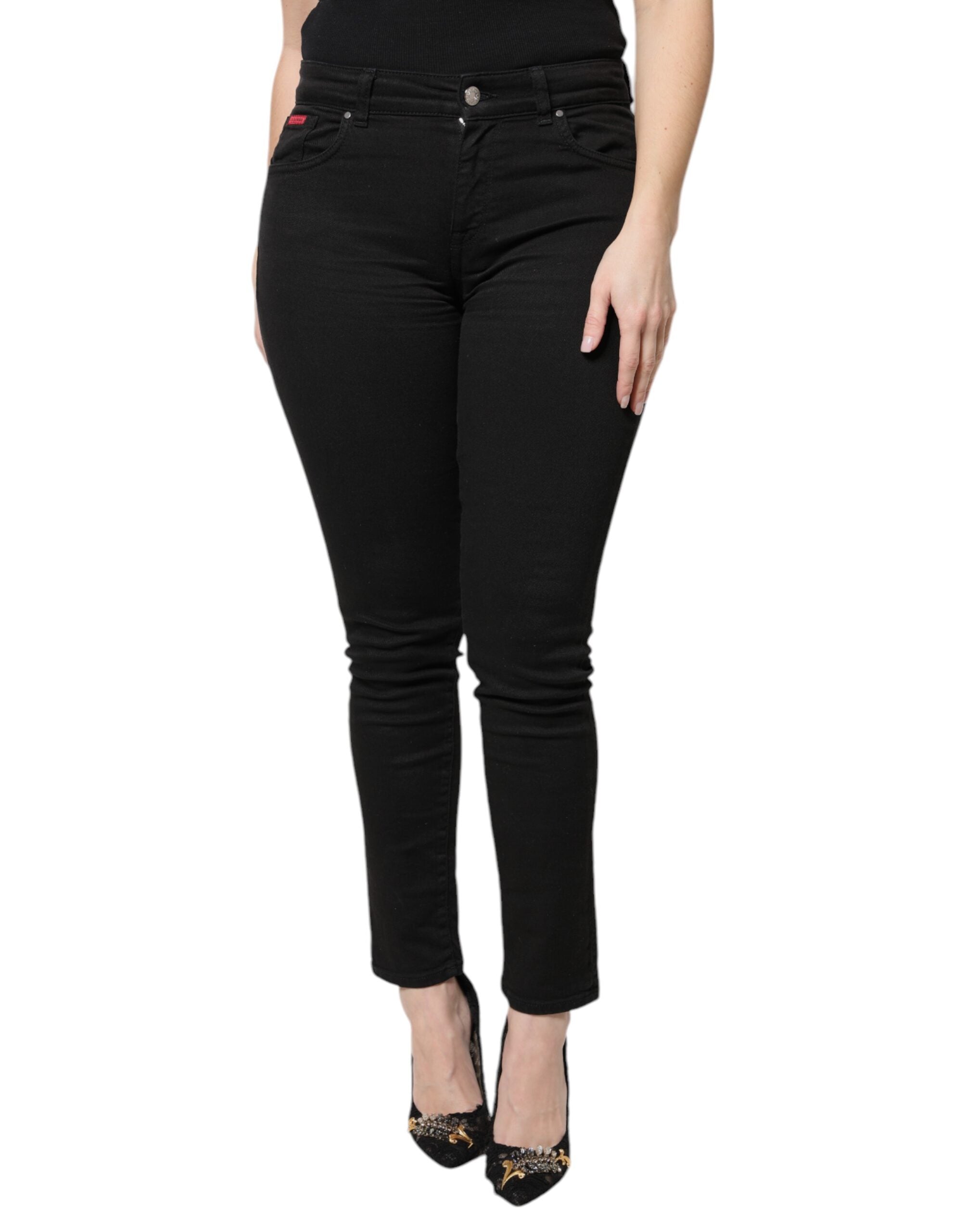 Dolce & Gabbana Black Cotton High Waist Skinny Denim Jeans
