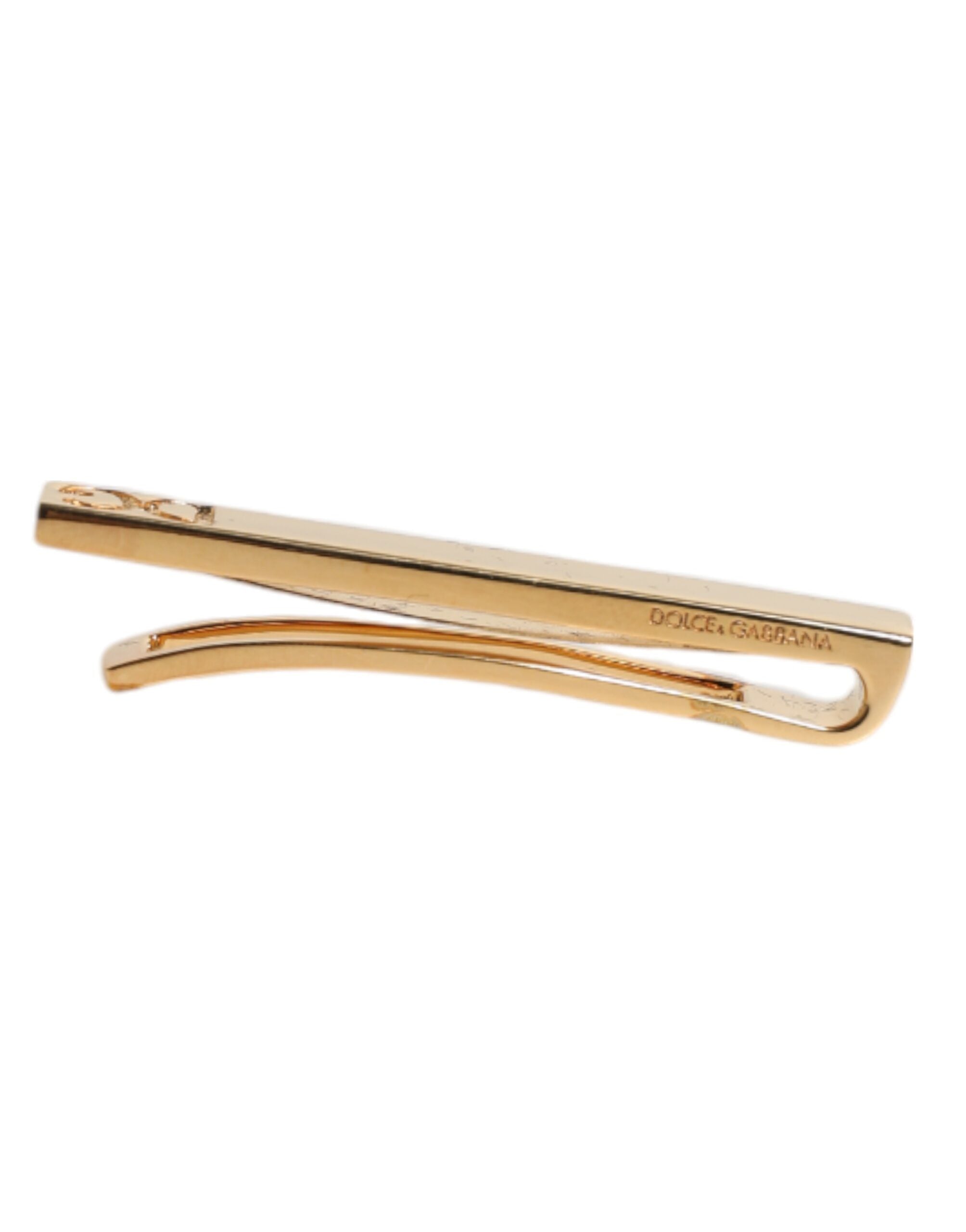 Dolce & Gabbana Gold Tone Brass Logo Branded Tie Clip Bar