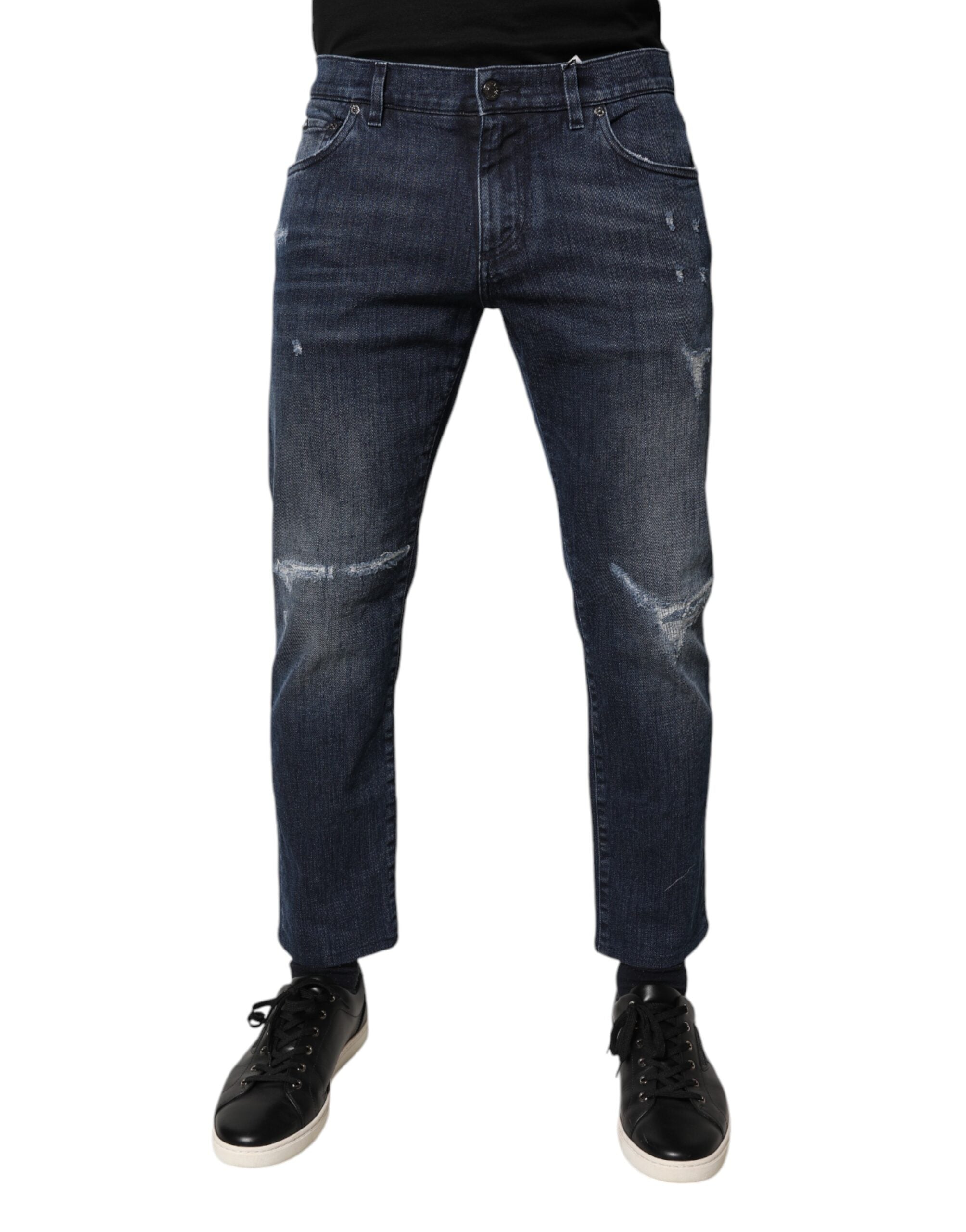 Dolce & Gabbana Blue Cotton Stretch Skinny Men Denim Jeans