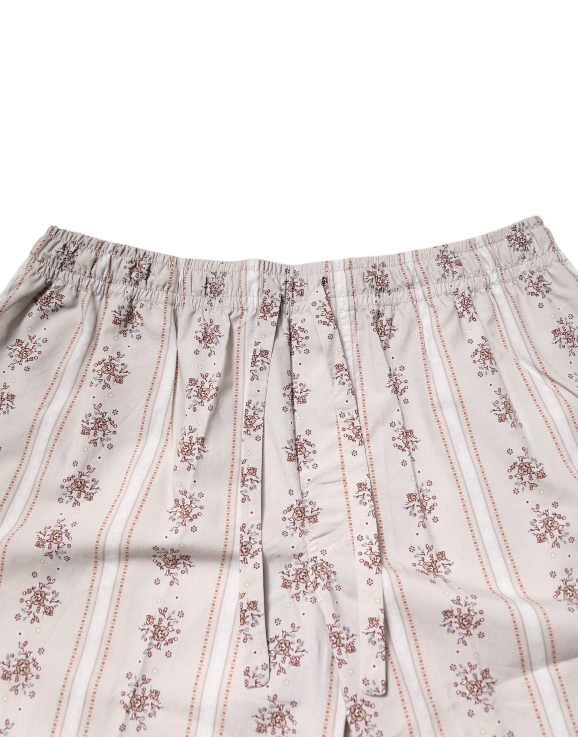 Dolce & Gabbana Beige Floral Print Cotton Men Pajama Set Sleepwear