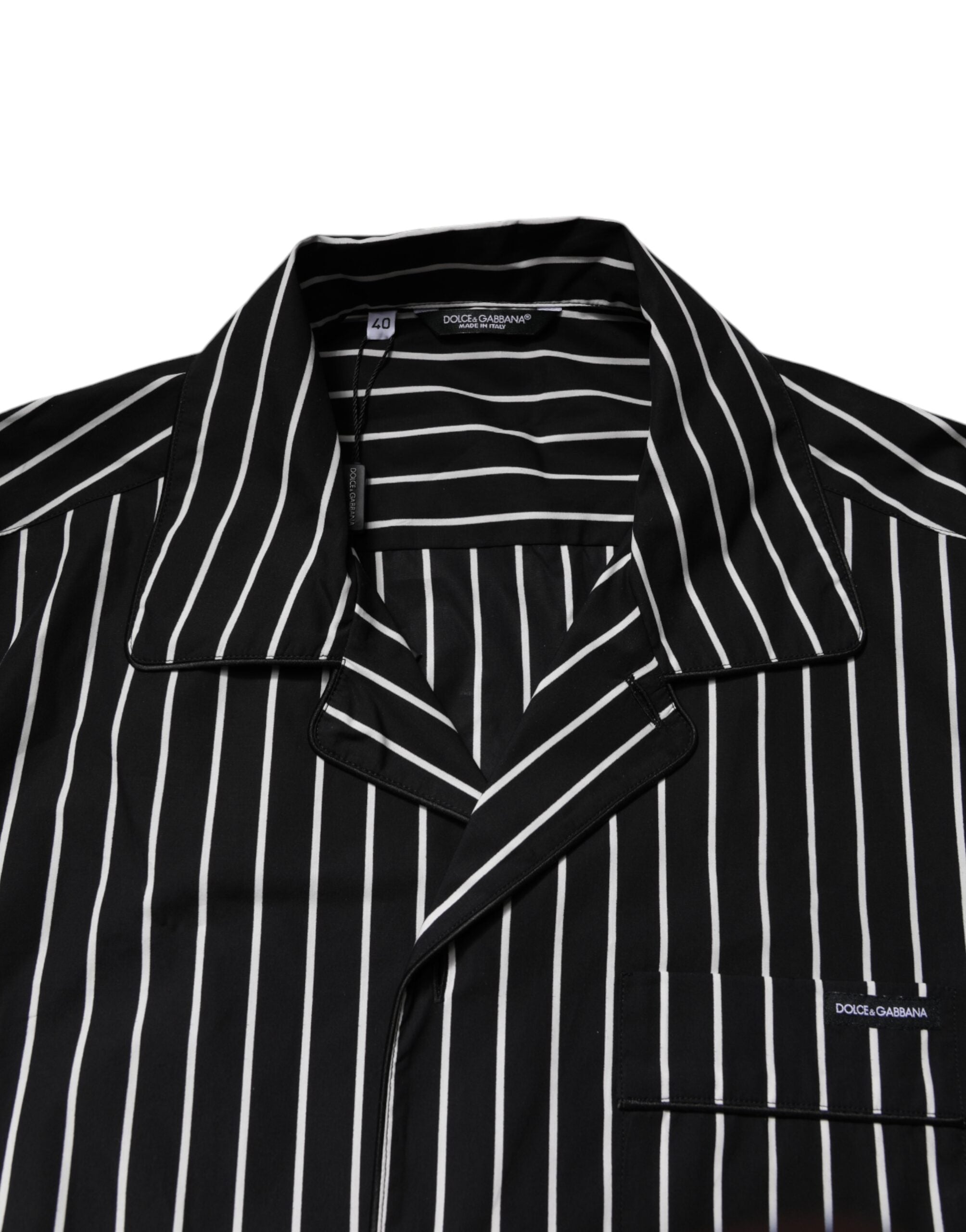 Dolce & Gabbana Black White Stripes Cotton Men Pajama Set Sleepwear