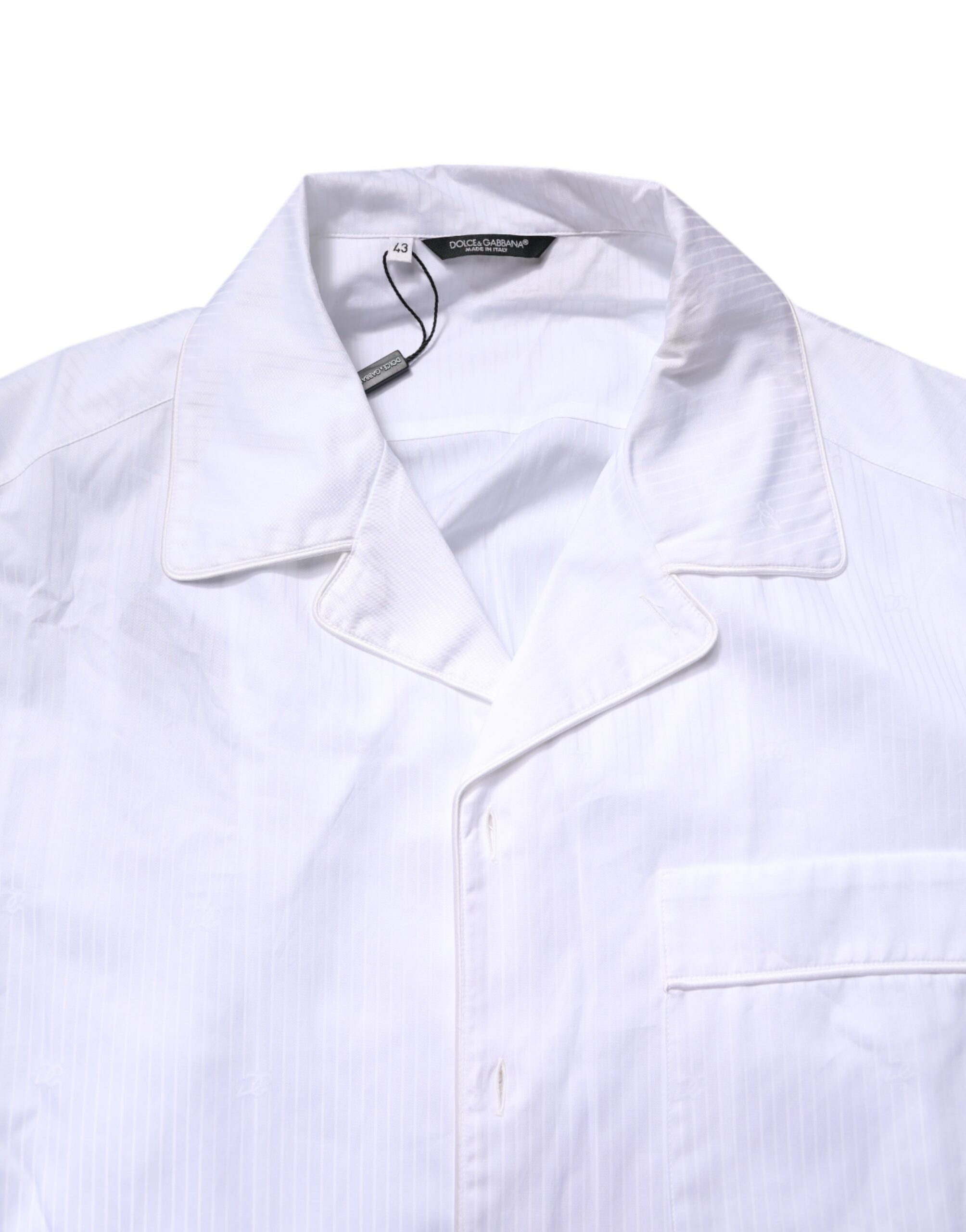 Dolce & Gabbana White Cotton Shirt Pants Pajama Set Sleepwear