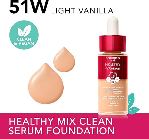 Bourjois Healthy Mix Serum Clean & Vegan C, B5, E Vitamins Radiant Serum Foundation - 30ml
