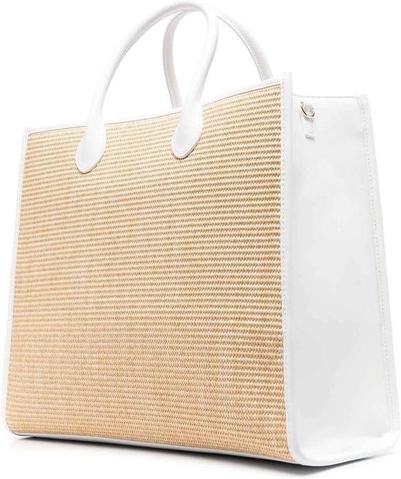 Love Moschino Straw Tote Bag - Raffia/White