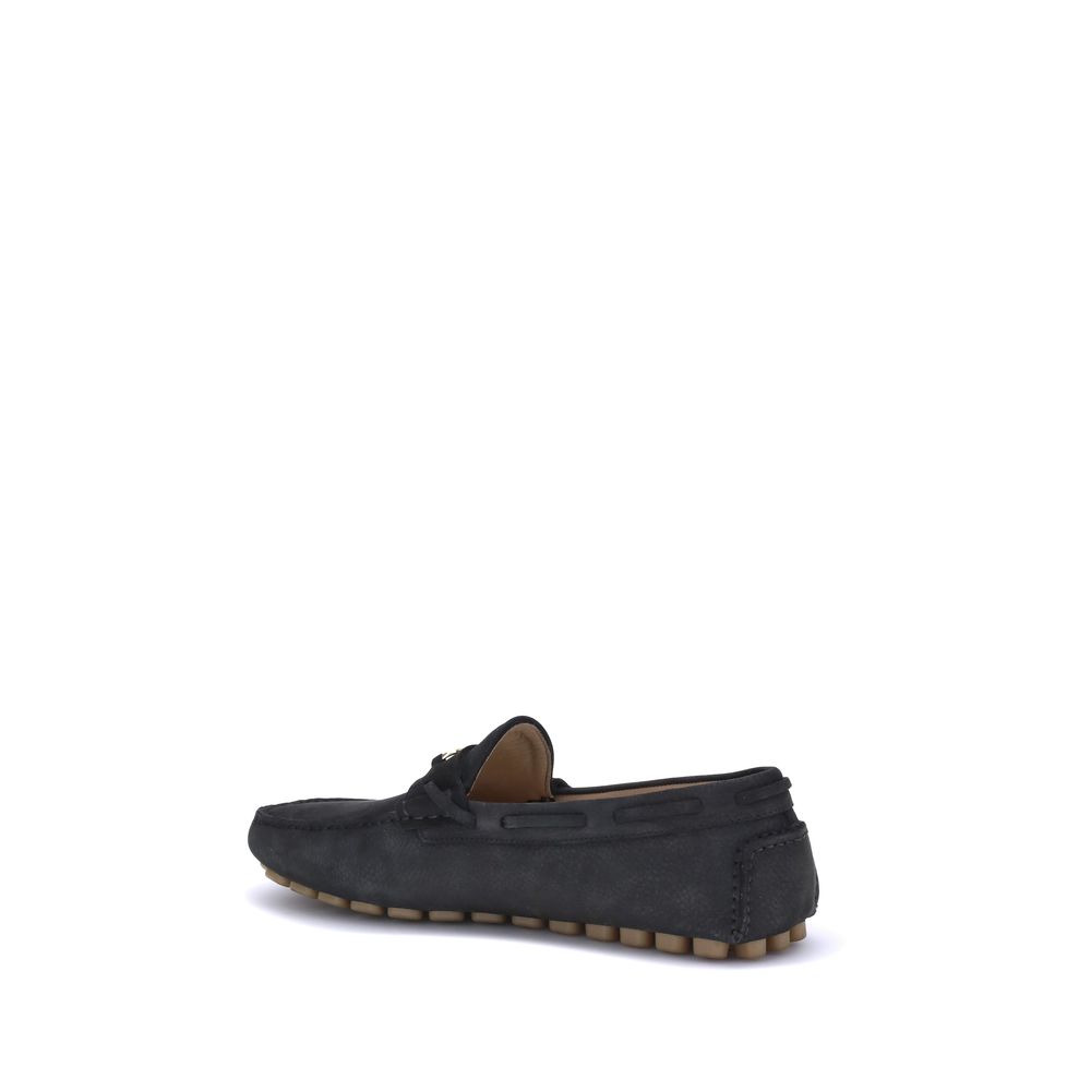 Valentino Garavani Black Calf Leather Bos Taurus Slip-On Loafers
