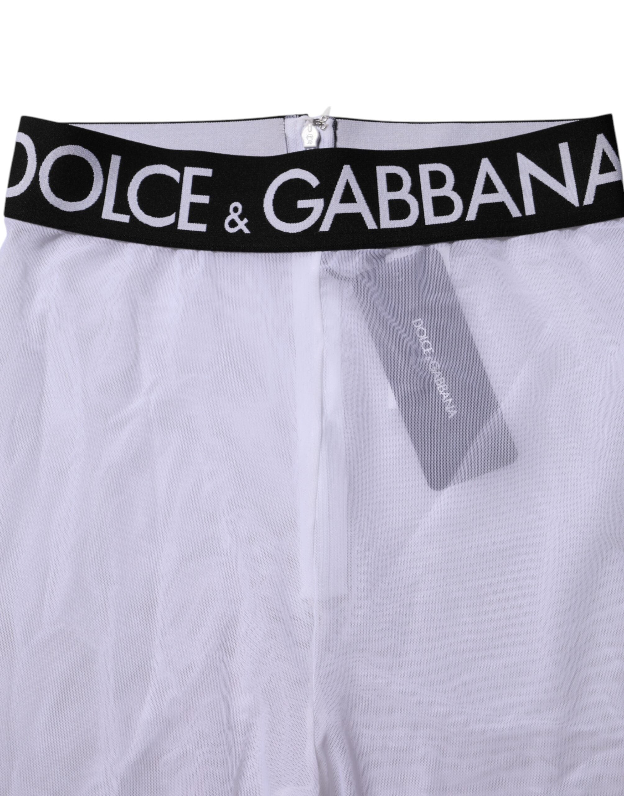 Dolce & Gabbana Gray Nylon DG Logo Mid Waisted Leggings Pants
