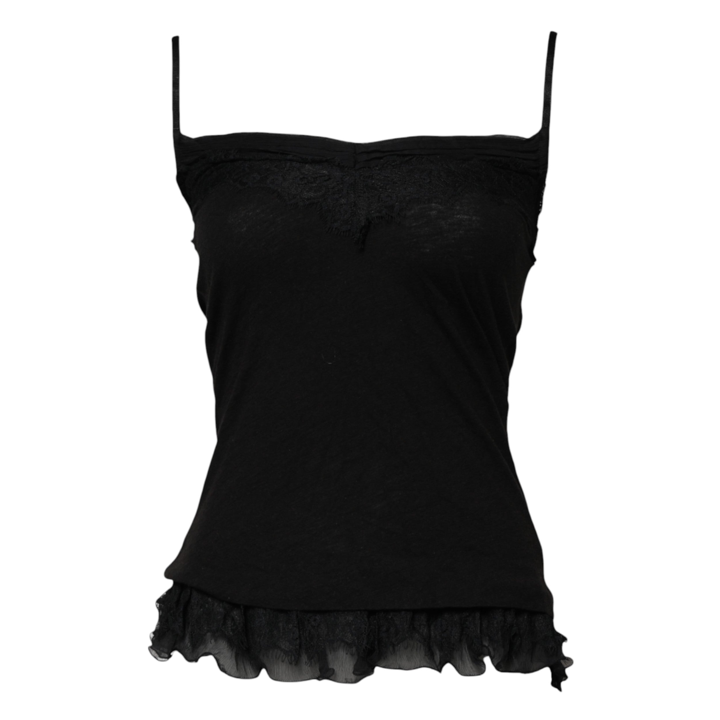 Scervino Street Black Wool Sleeveless Square Neck Tank Top