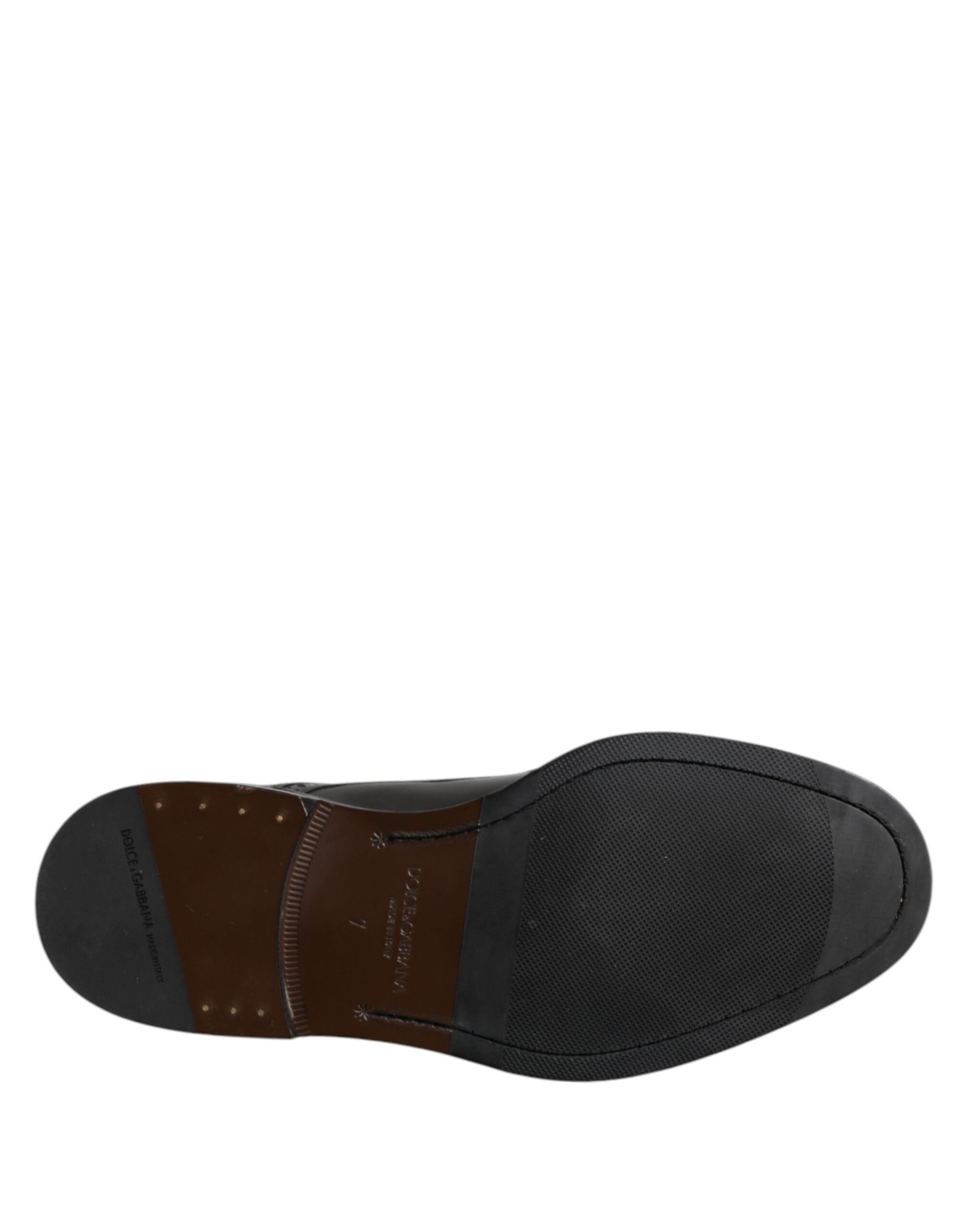 حذاء رسمي من الجلد الأسود من دولتشي آند غابانا بتصميم جناح ديربي