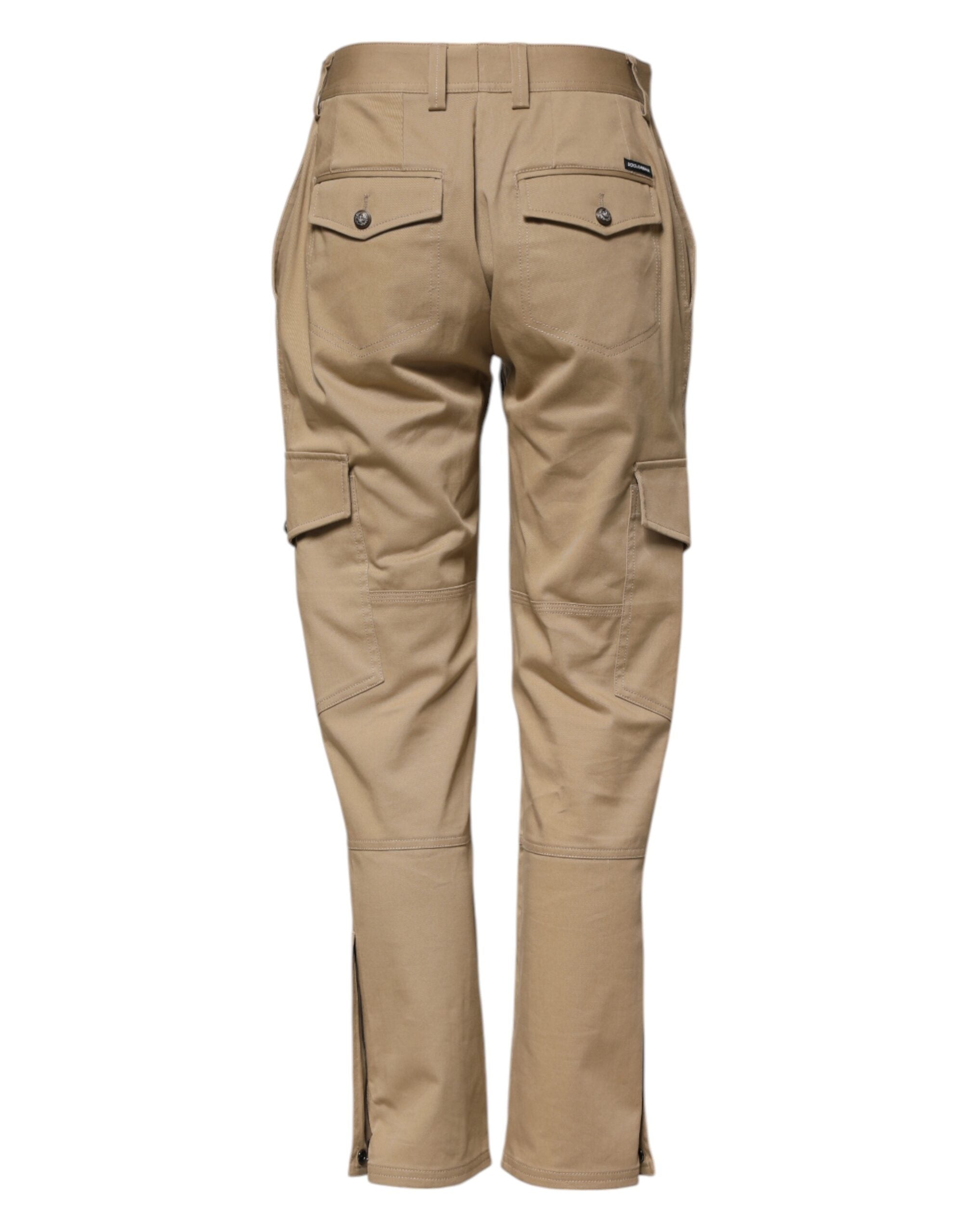 Dolce & Gabbana Beige Mid Waist Cargo Tapered Pants