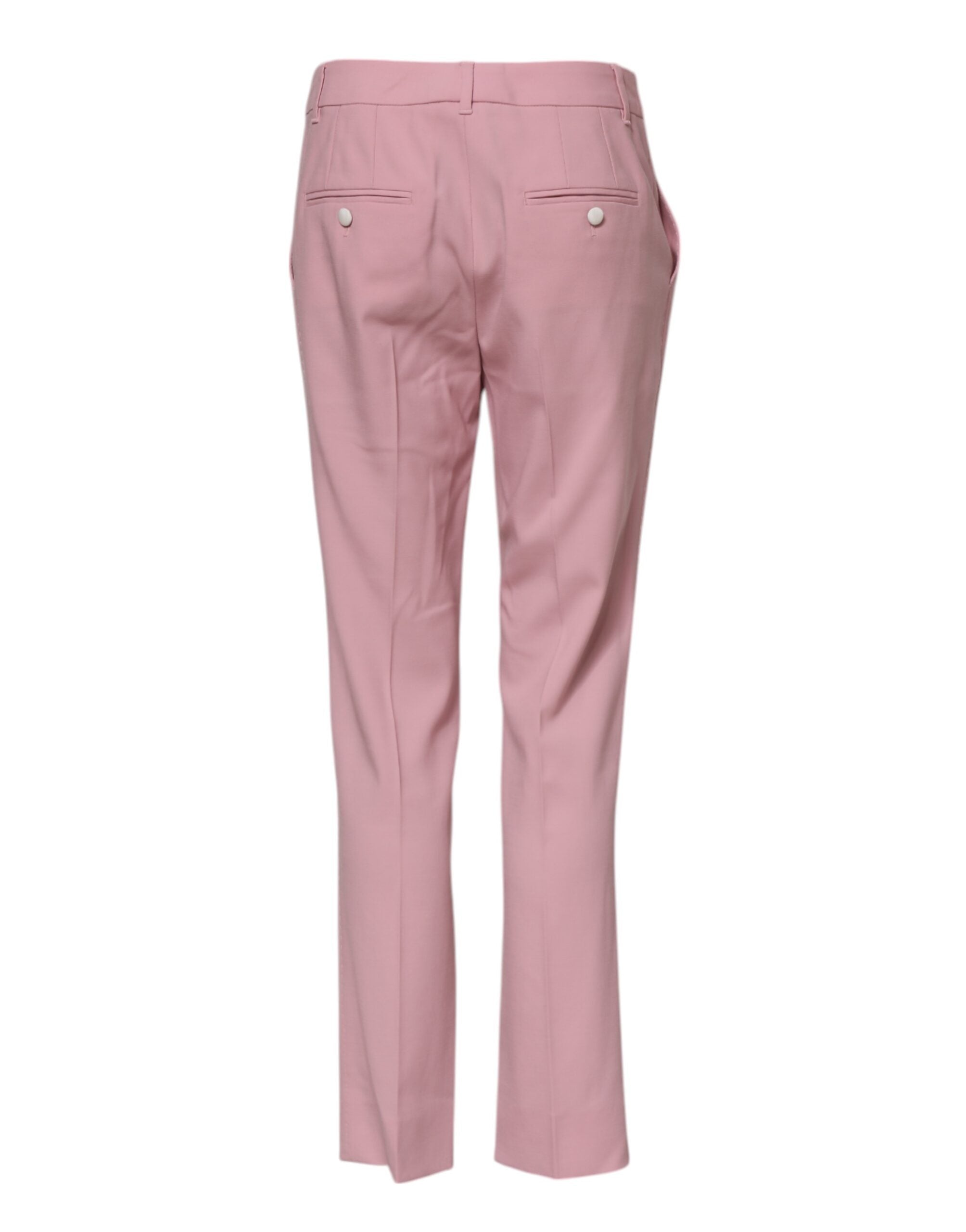 Dolce & Gabbana Pink Wool Mid Waist Tapered Pants