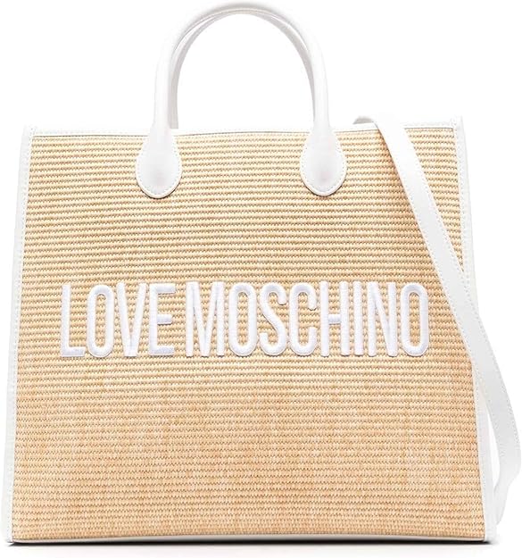 Love Moschino Straw Tote Bag - Raffia/White