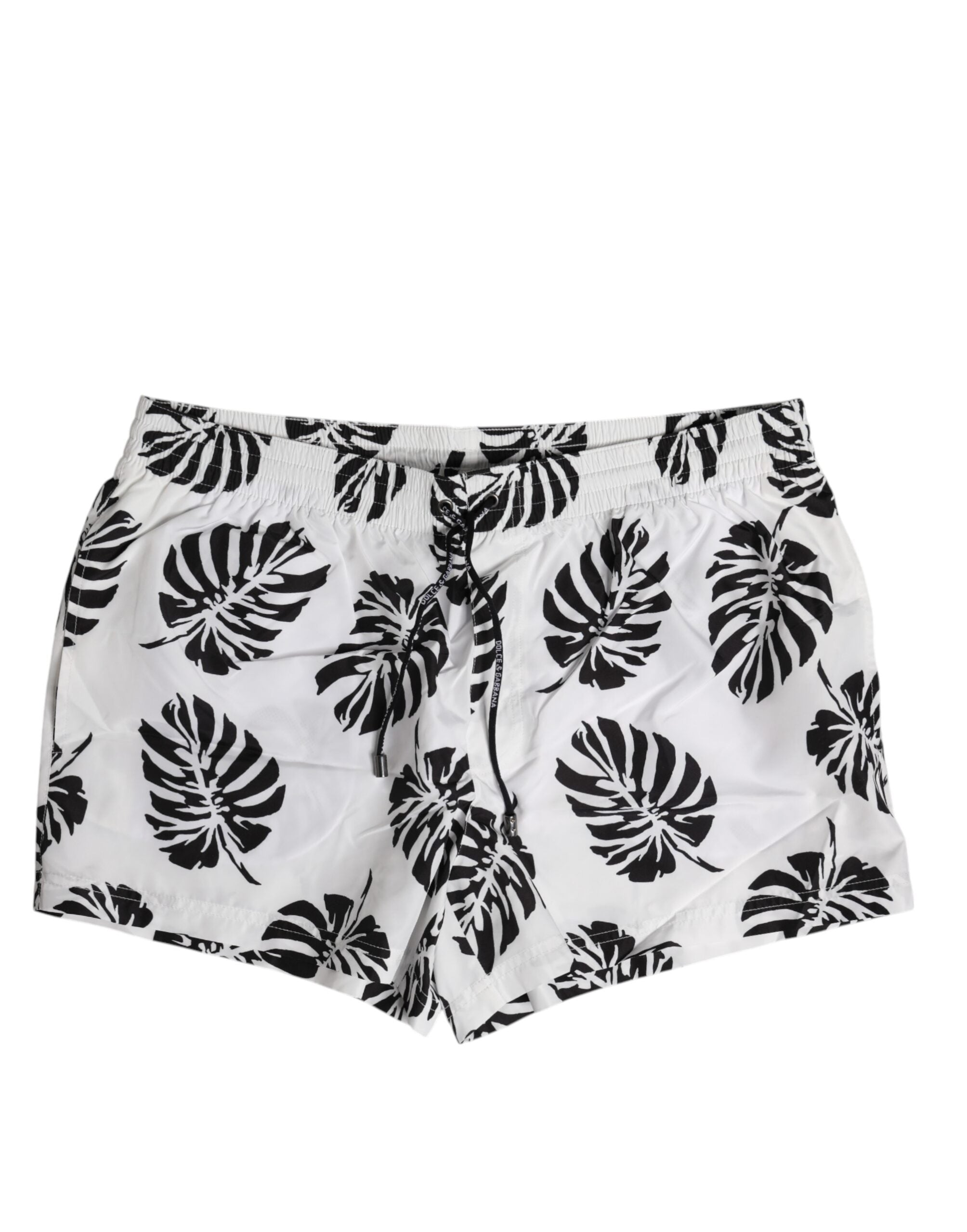 Dolce & Gabbana White Black Print Beachwear Shorts Swimwear