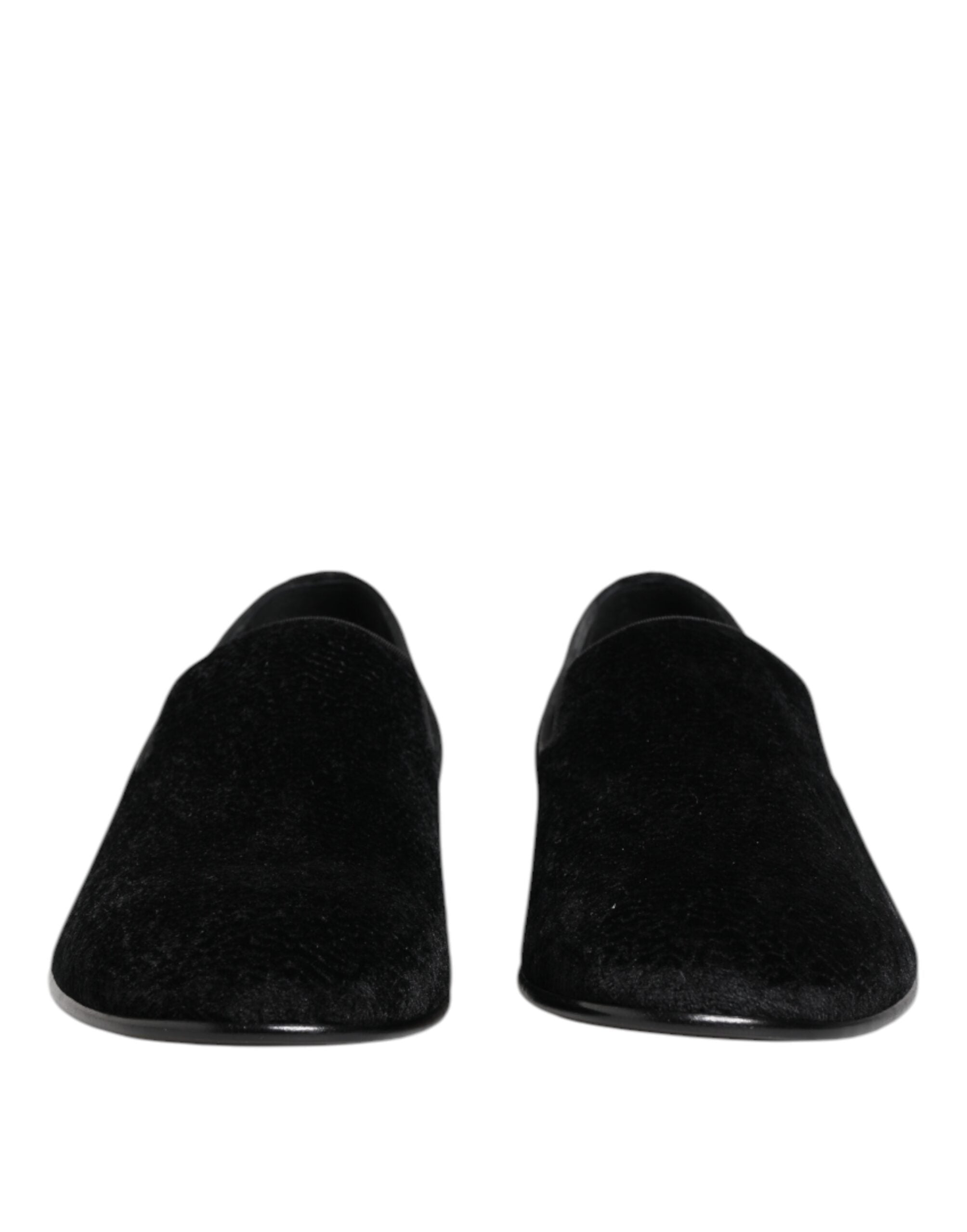 Dolce & Gabbana Black Jacquard Loafers Formal Men Dress Shoes