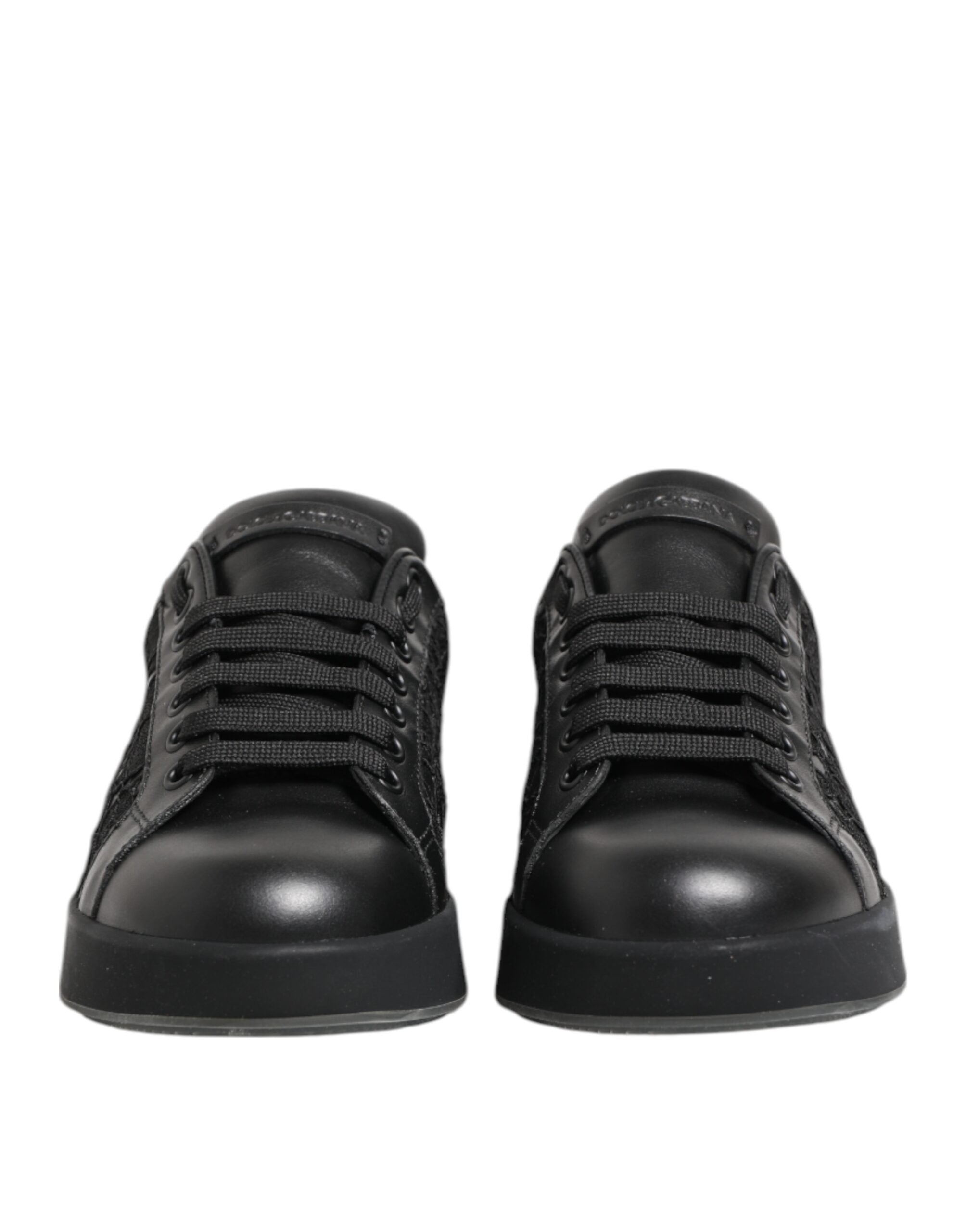 Dolce & Gabbana Black Floral Lace Low Top Sneakers Shoes