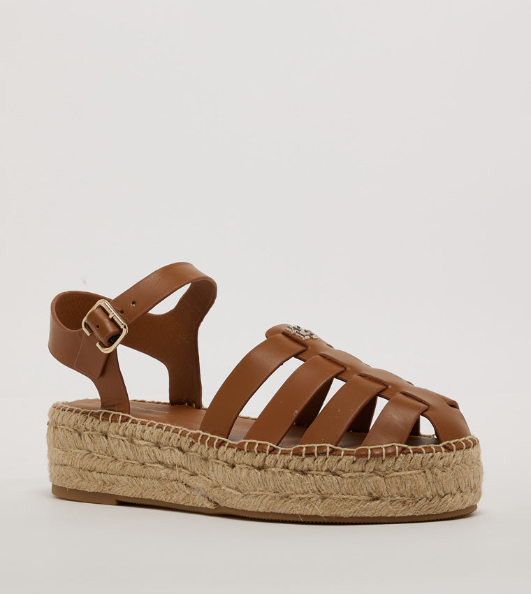 Tommy Hilfiger Brown Leather Platform Sandals